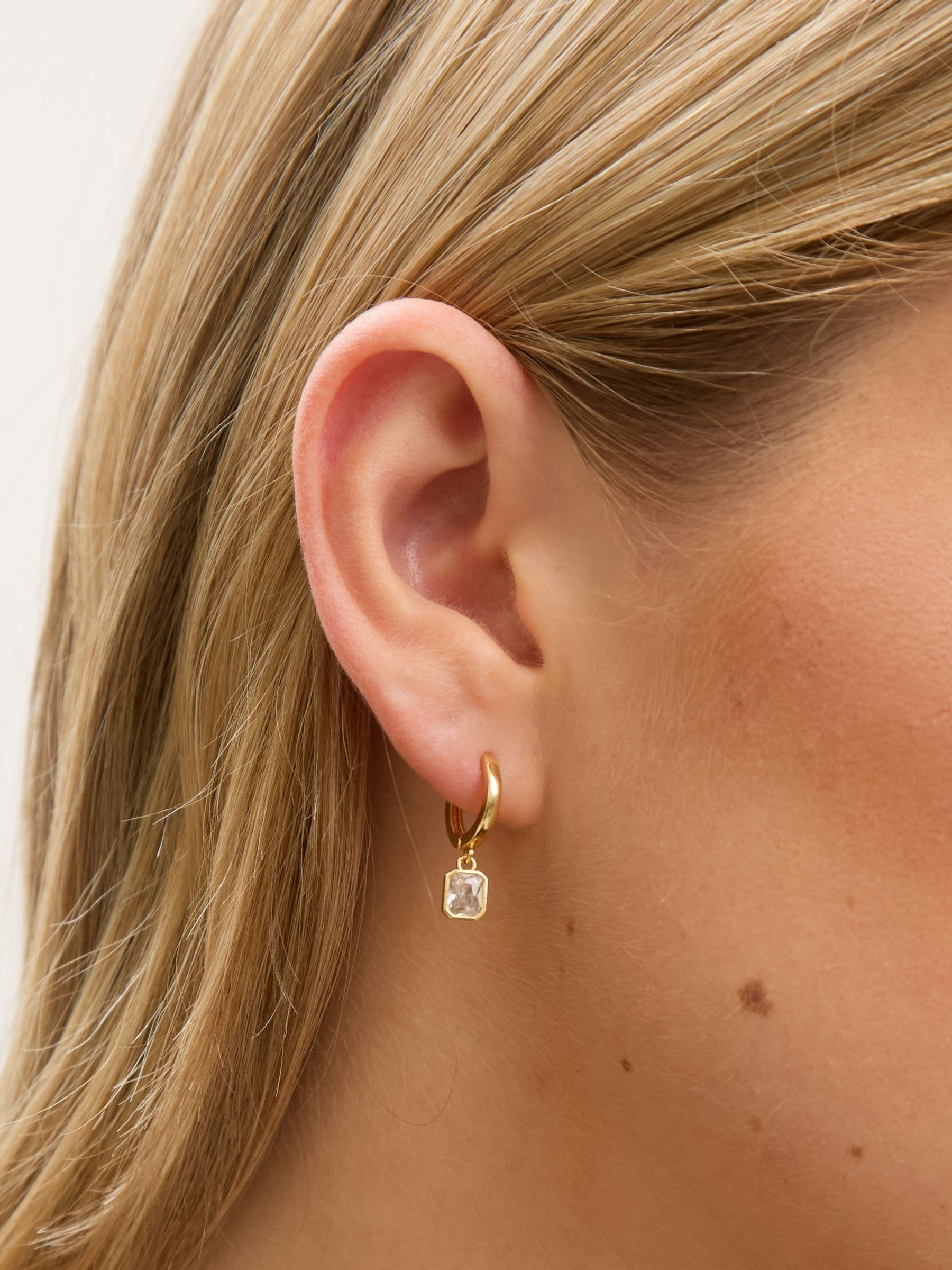 Jon Richard Gold 18K Plated And Crystal Huggie Drop Earrings