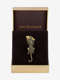Jon Richard Gold Plated and Jet Lepoard Brooch - Gift Box