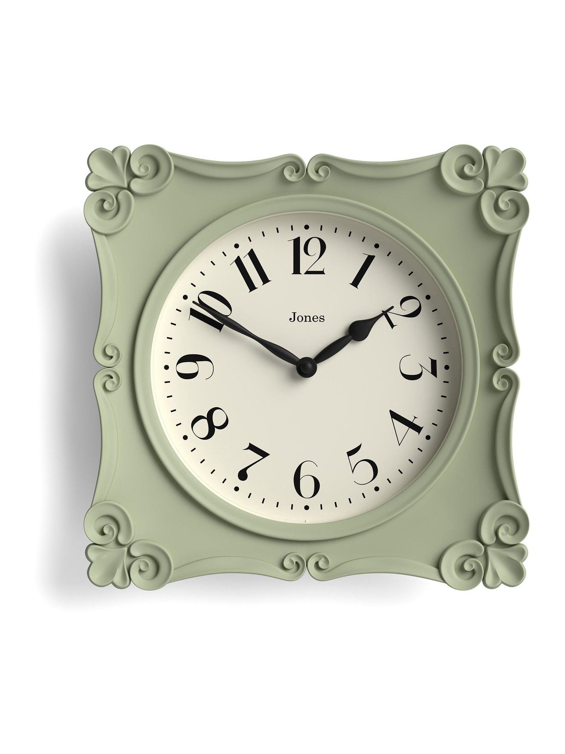 Jones Clocks Sage Green Rialto wall clock 25cm, UK version