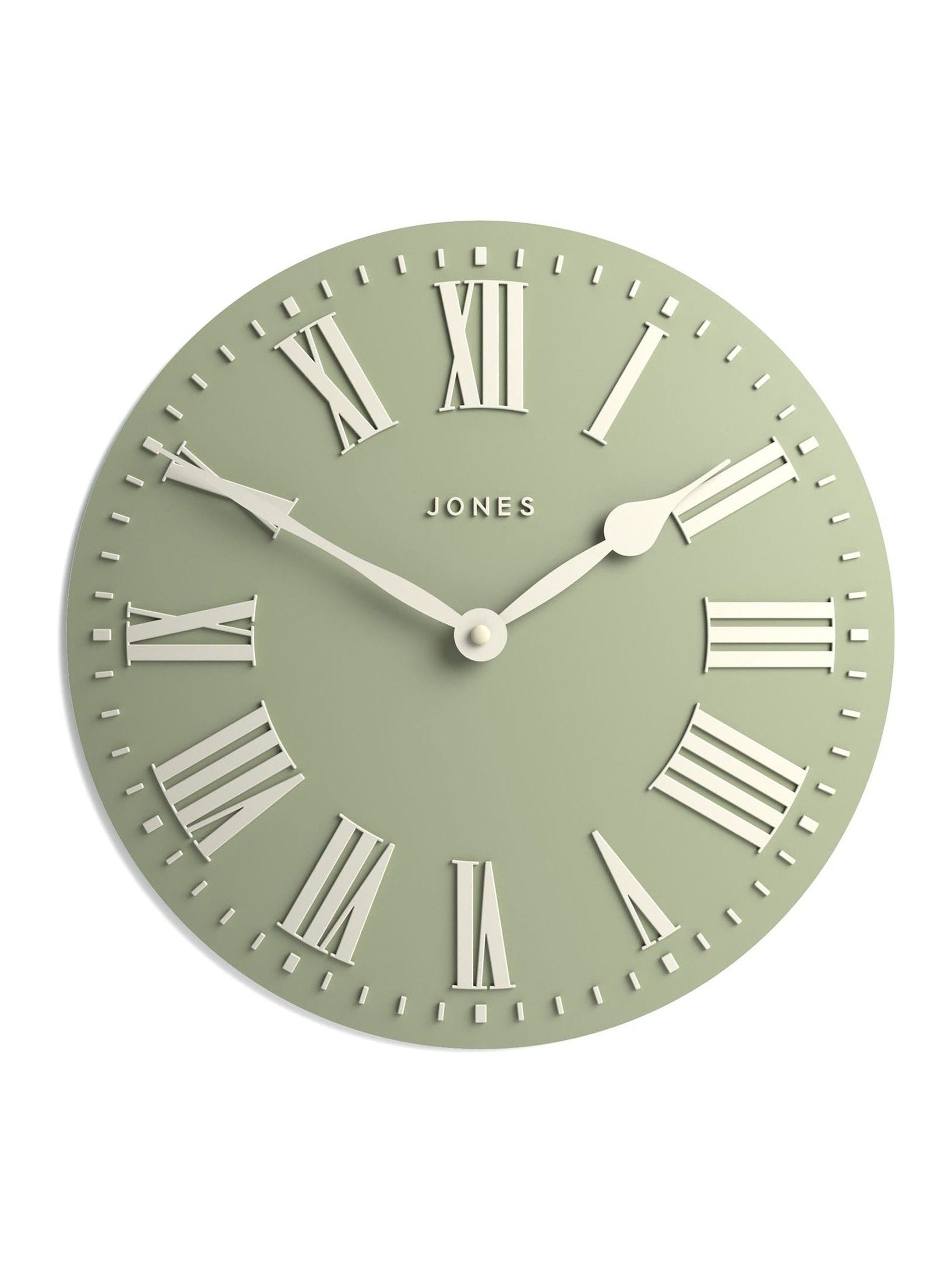 Jones Clocks sage green strand convex wall clock 30cm, UK version