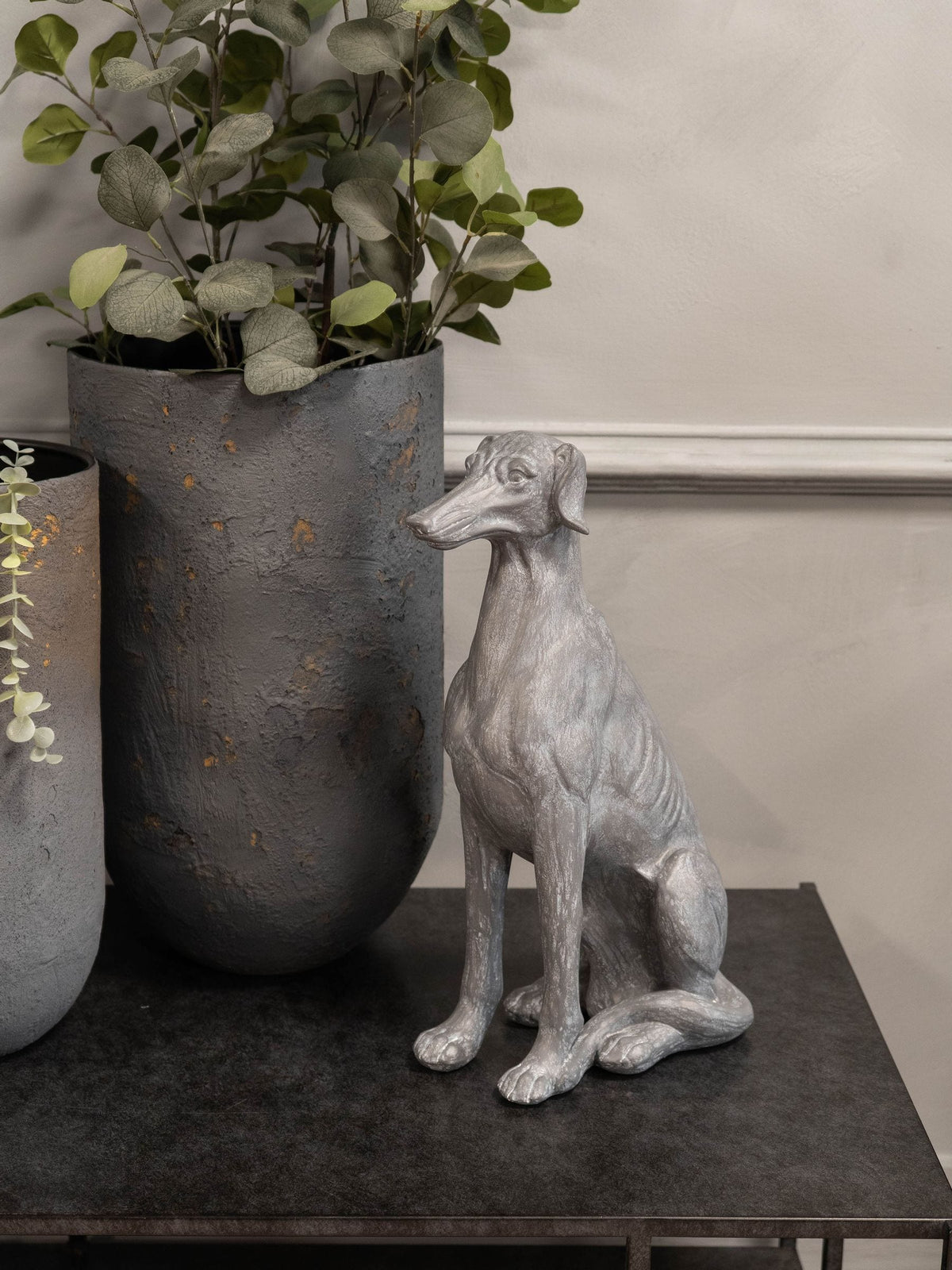 Libra Interiors Grey Large Baxter Sitting Dog Sculpture