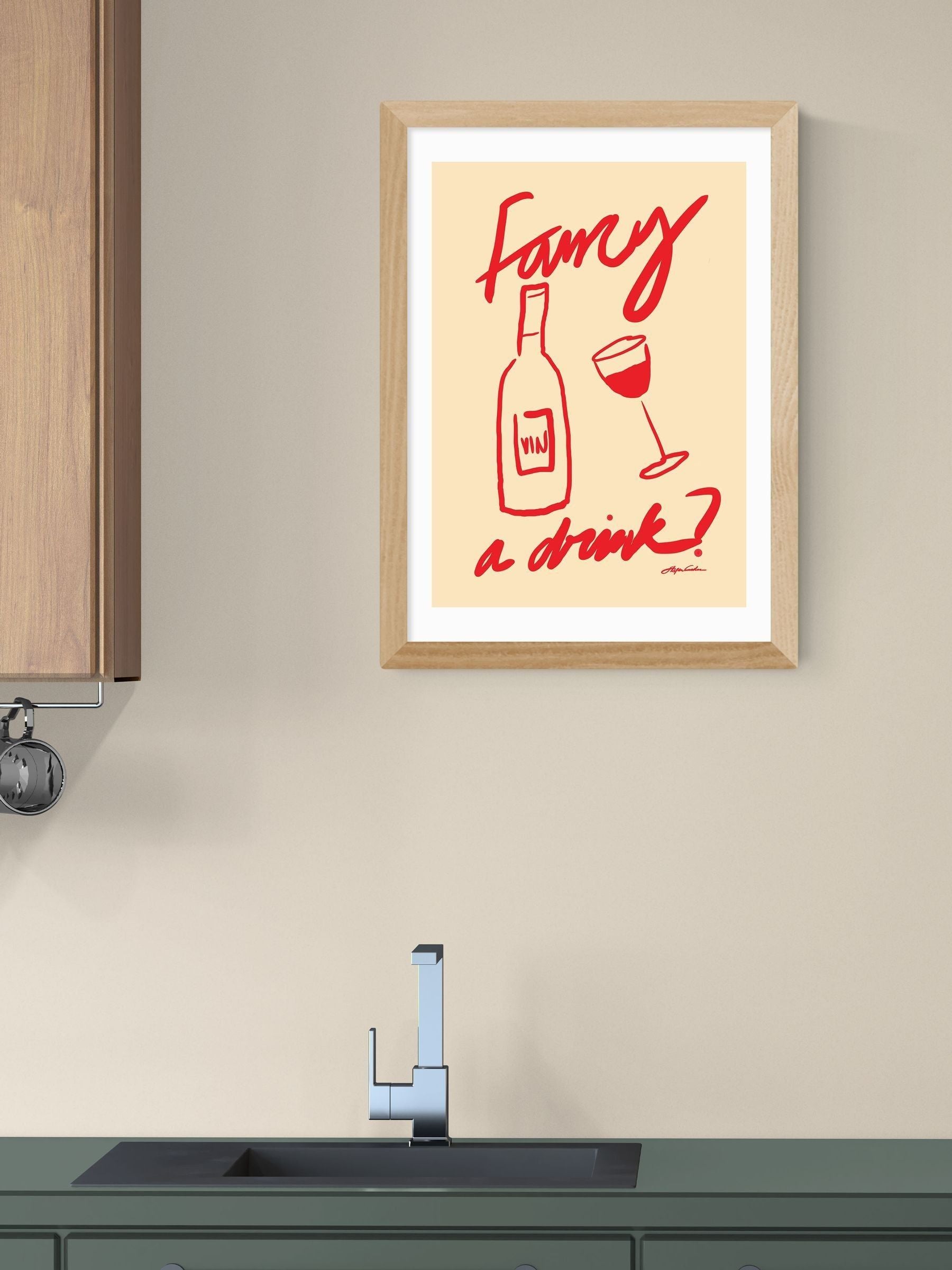 East End Prints Oak Fancy a Drink wall art - British product