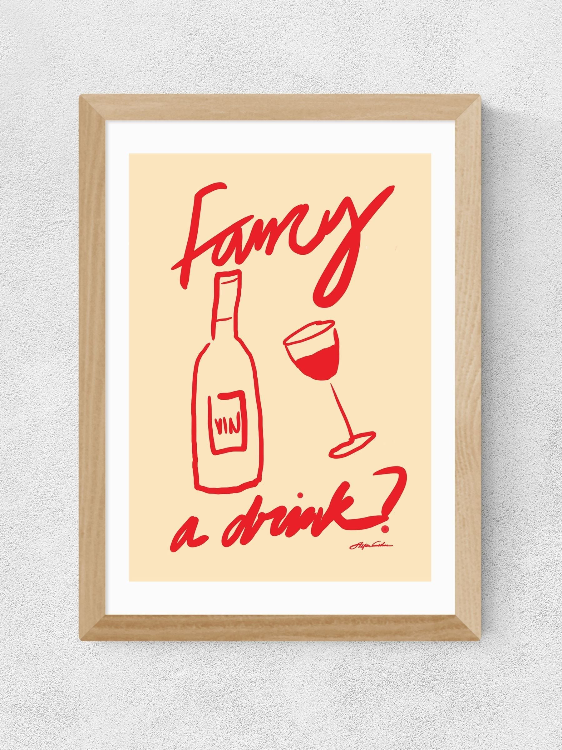 East End Prints Oak Fancy a Drink wall art - British product