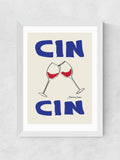 East End Prints White Cin Cin typographic wall art print by Stephie Cardona - British product