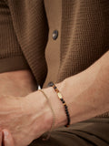 Bartlett London men's waterproof black onyx and tiger's eye bracelet set 19-20.5cm - British product