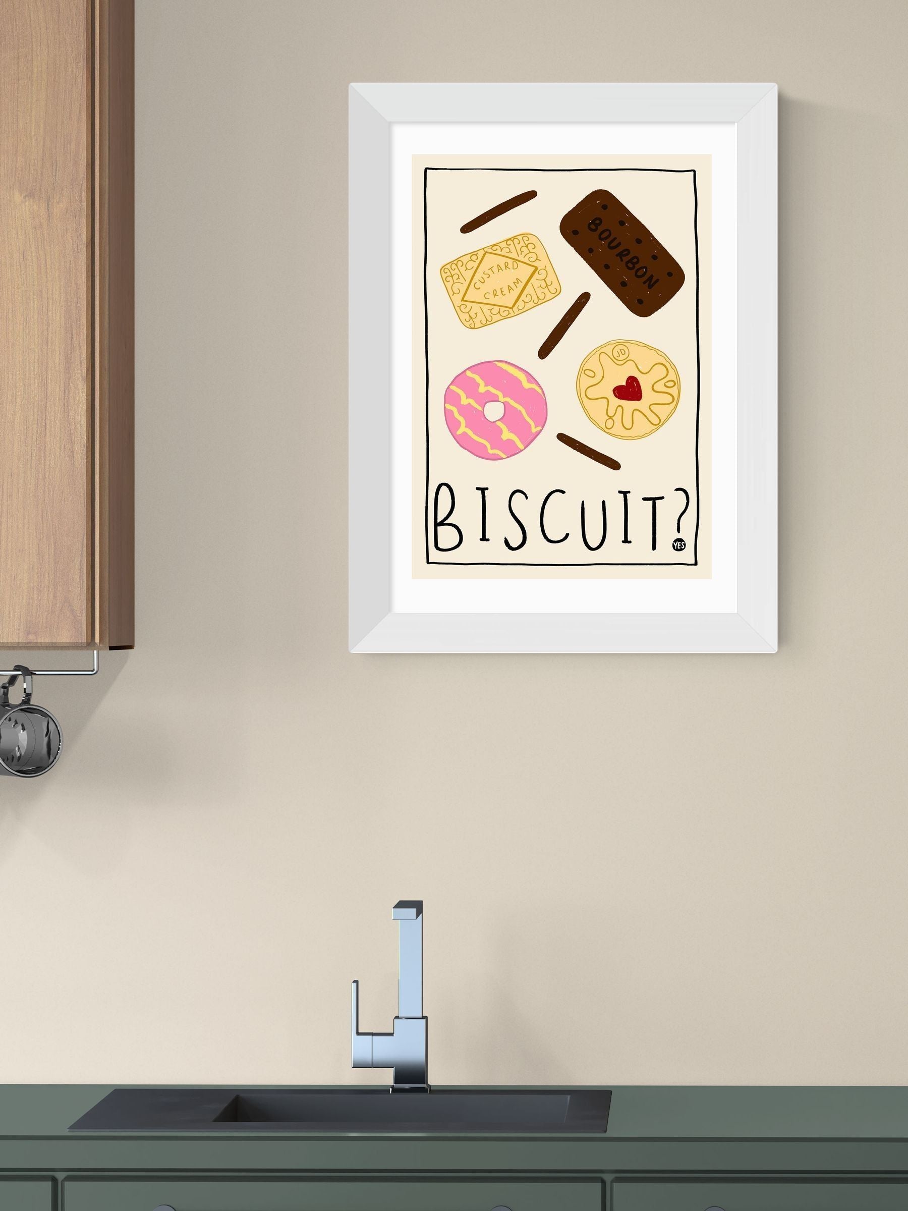 Amber May Art White Biscuit Wall Art Print - British product