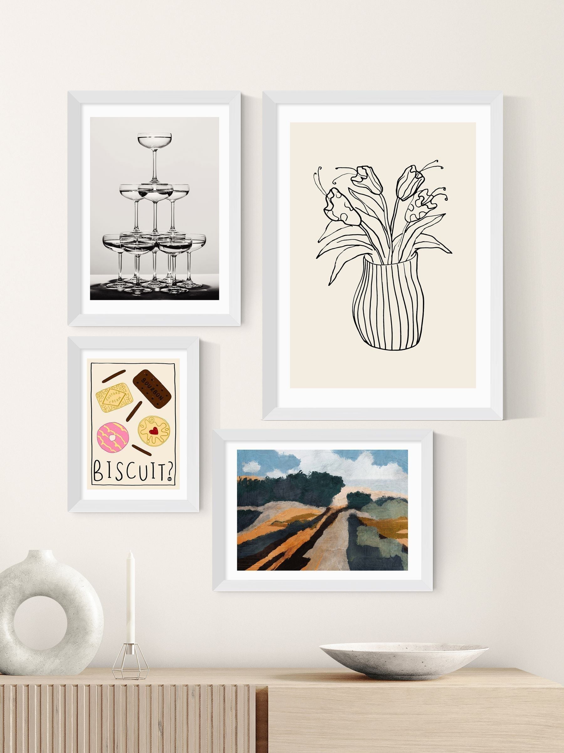 Amber May Art White Biscuit Wall Art Print - British product