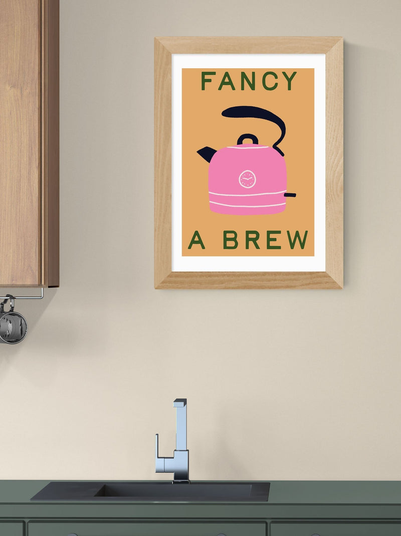 East End Prints oak fancy a brew wall art print - British product