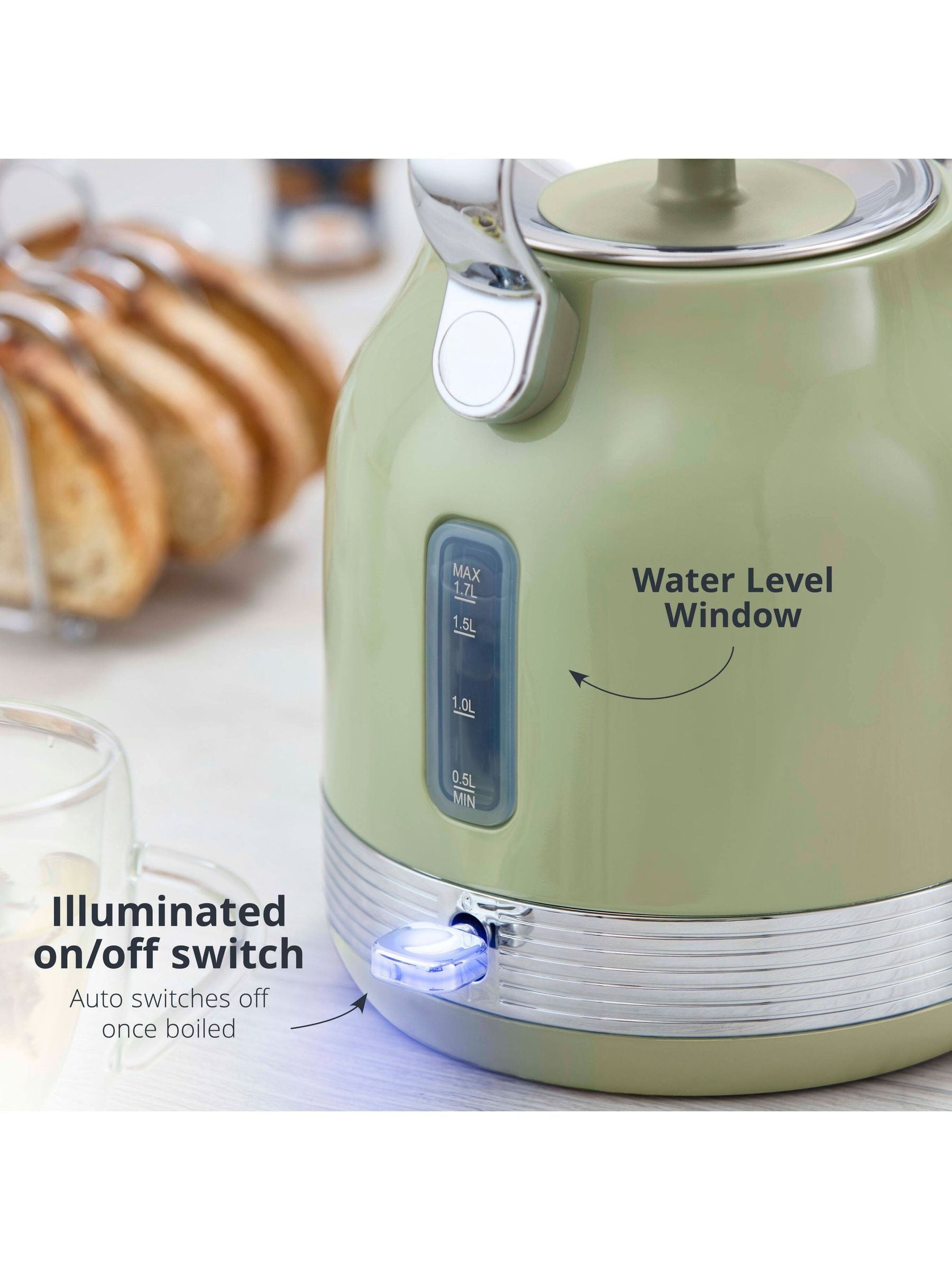 Swan Green Retro Traditional electric kettle 1.7L (British brand)