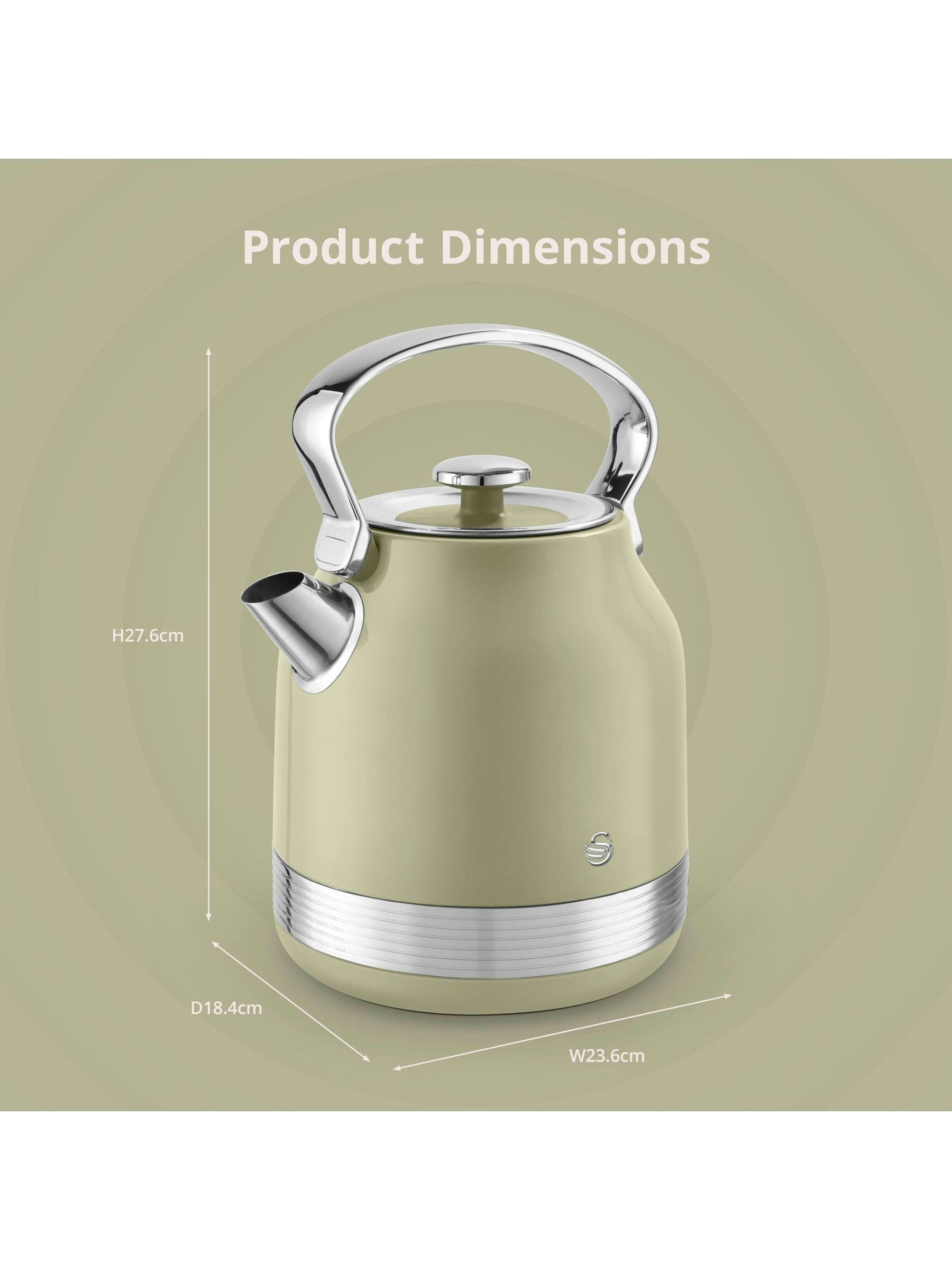 Swan Green Retro Traditional electric kettle 1.7L (British brand)