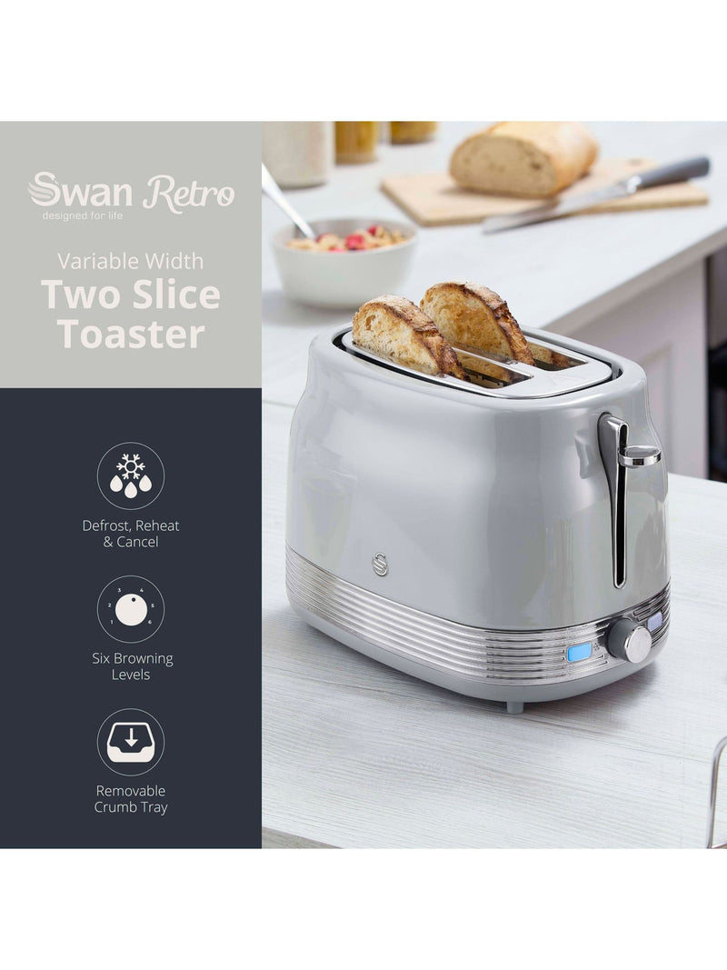 Swan Grey Retro 2 Slice Toaster (British brand)