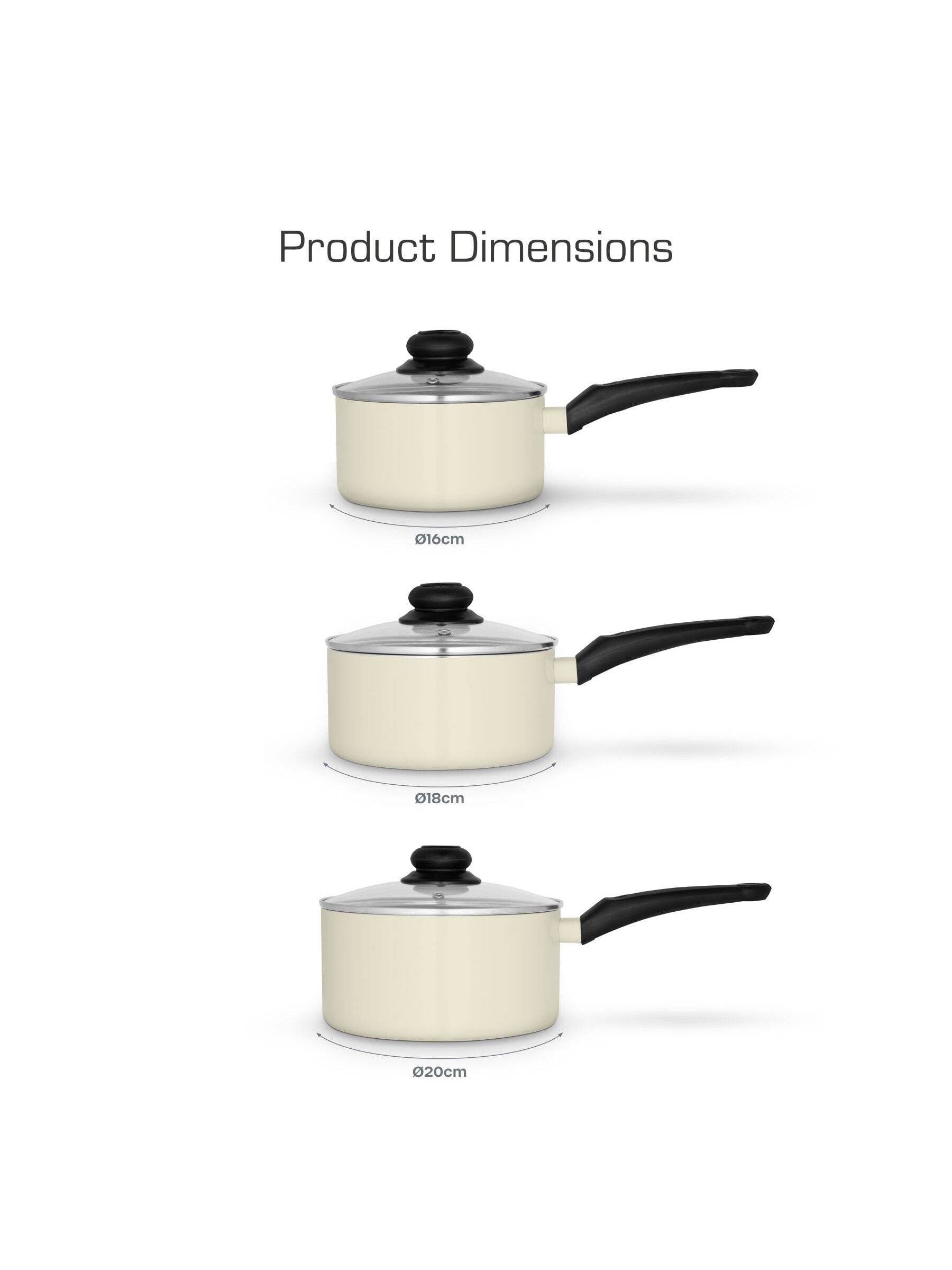 Swan Townhouse Cream saucepan set 3 piece 16cm 18cm 20cm (British brand)