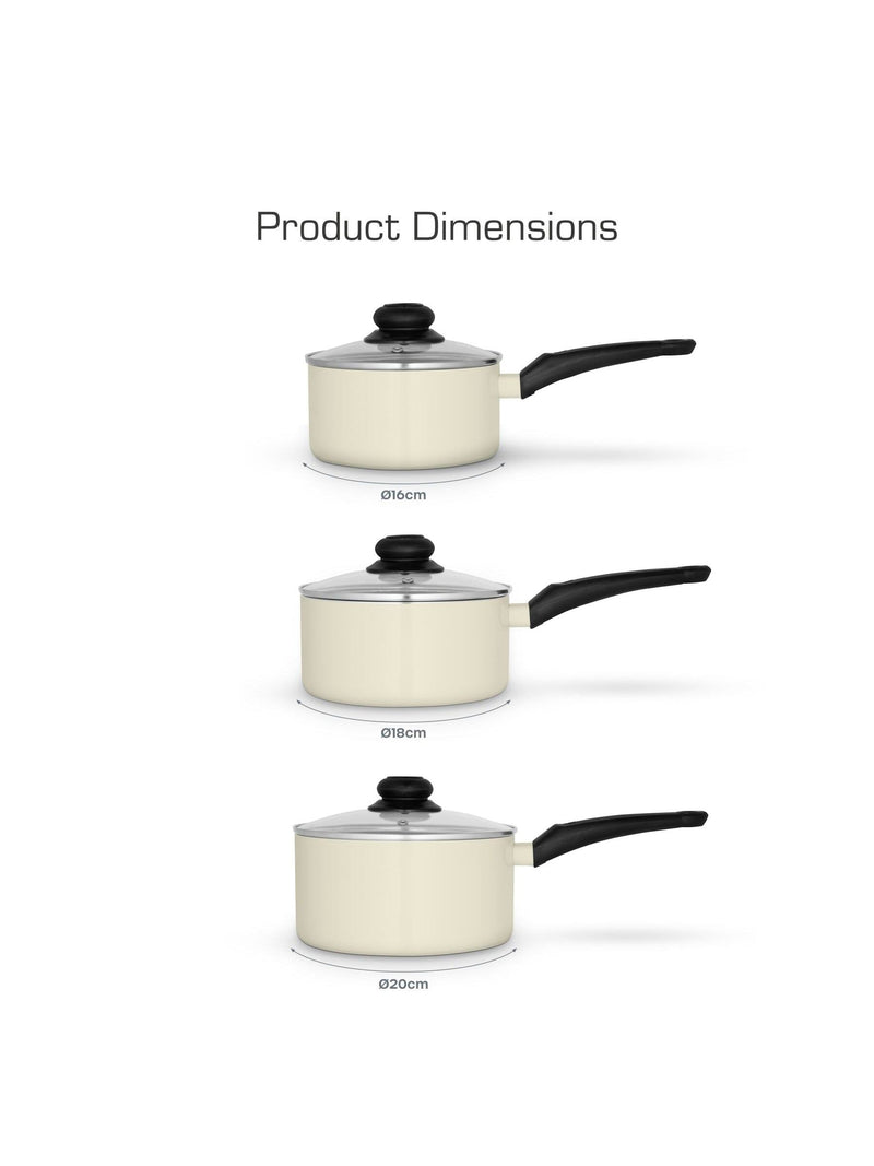 Swan Townhouse Cream saucepan set 3 piece 16cm 18cm 20cm (British brand)