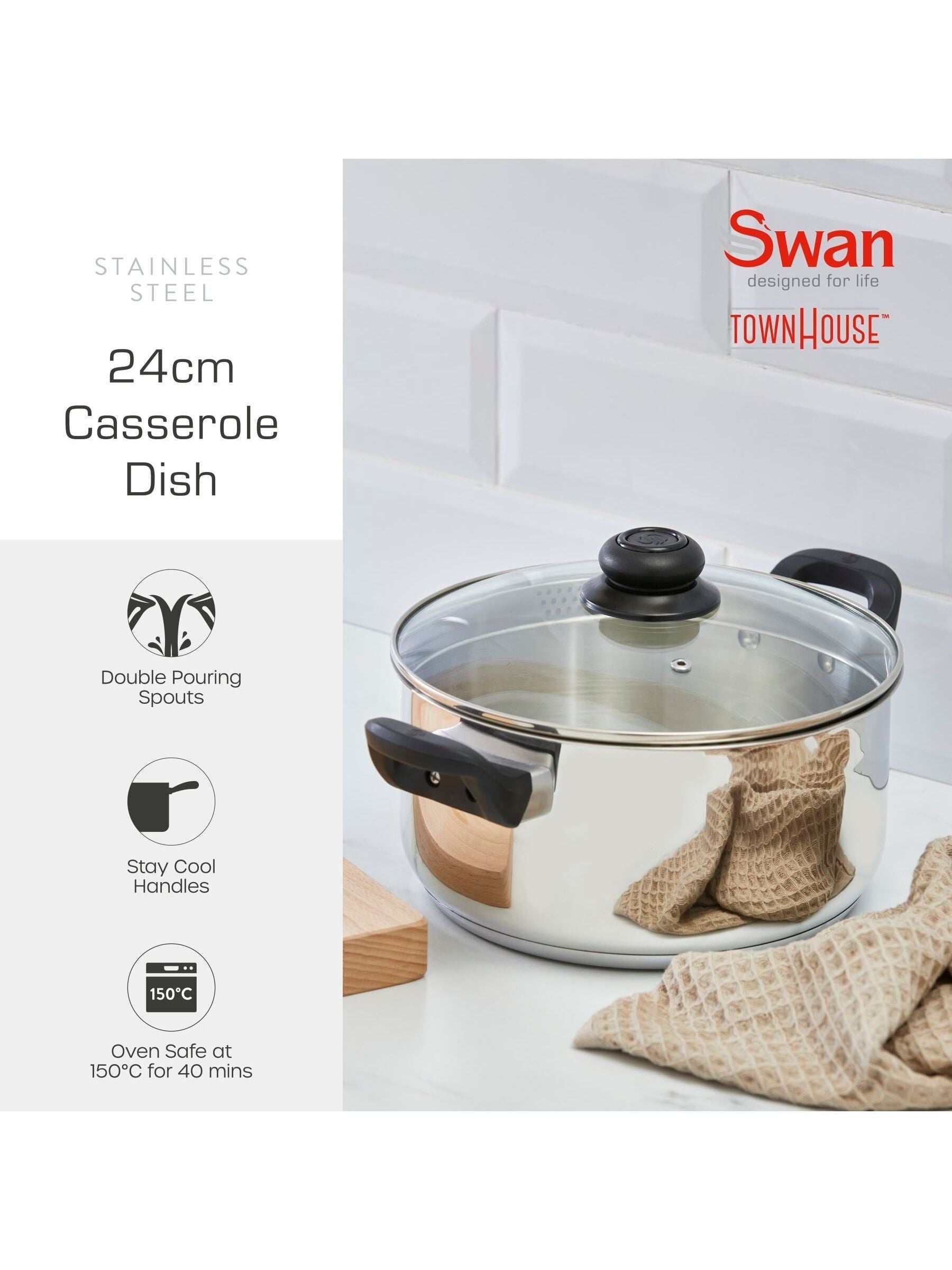 Swan Stainless Steel Casserole Dish 24cm