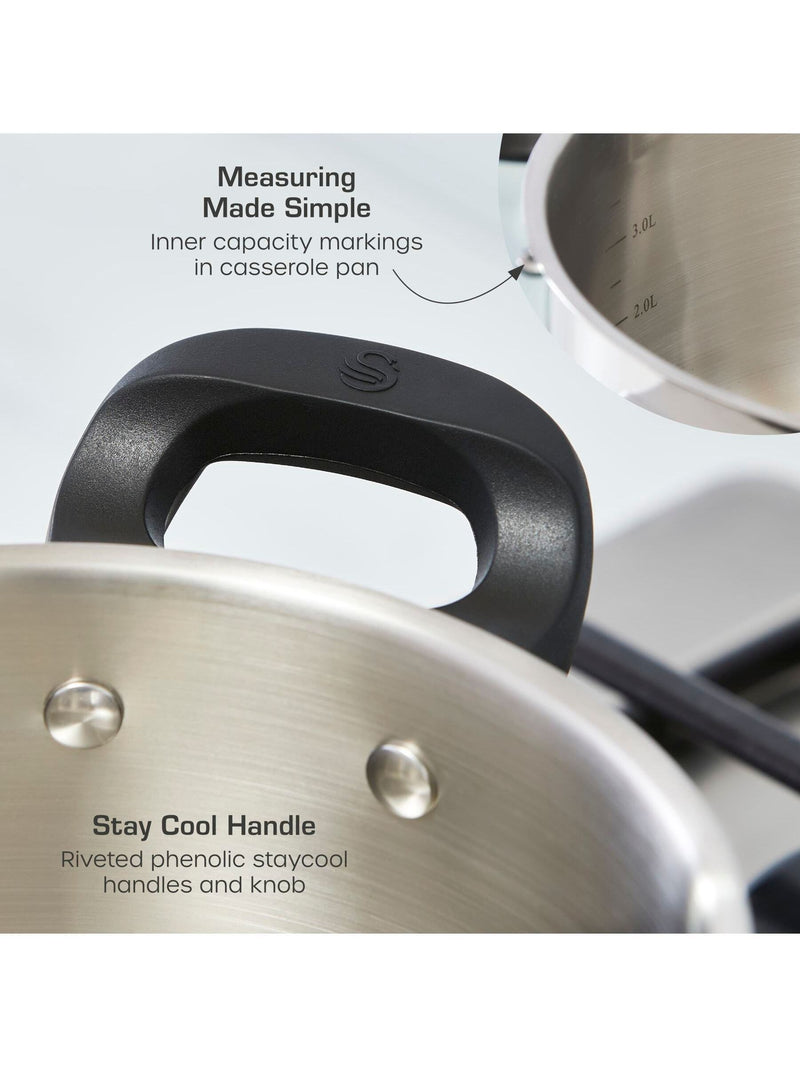 Swan Stainless Steel Casserole Dish 24cm