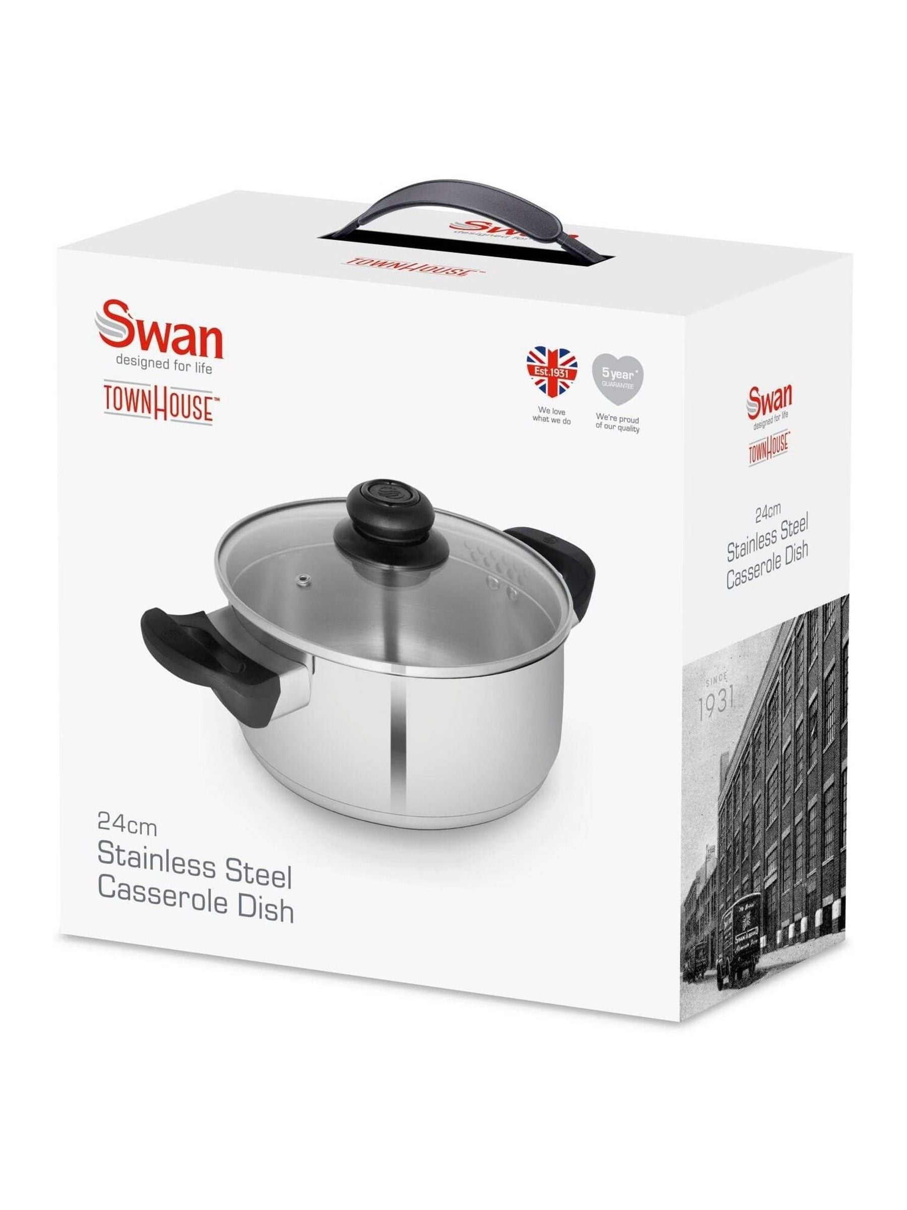 Swan Stainless Steel Casserole Dish 24cm