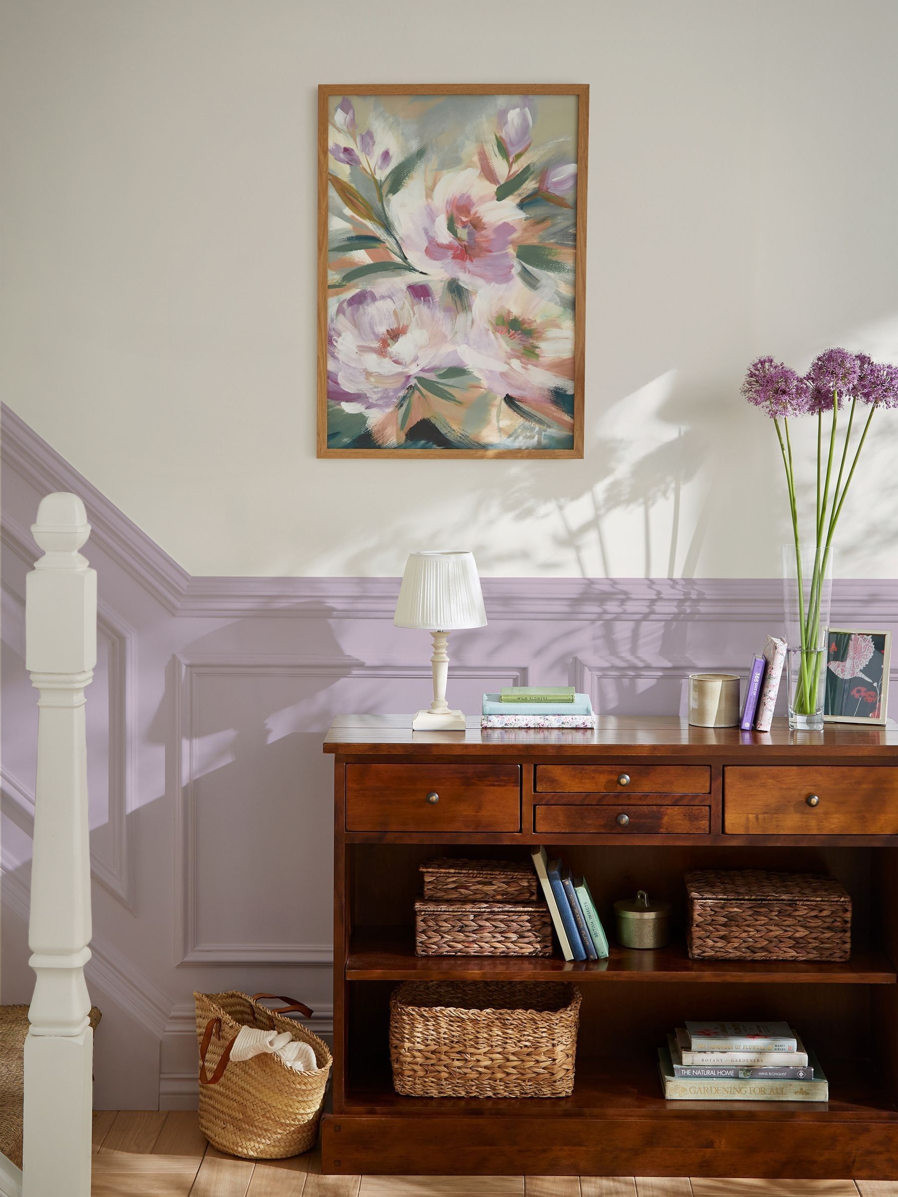 Laura Ashley pink abstract floral large wall art frame, UK version