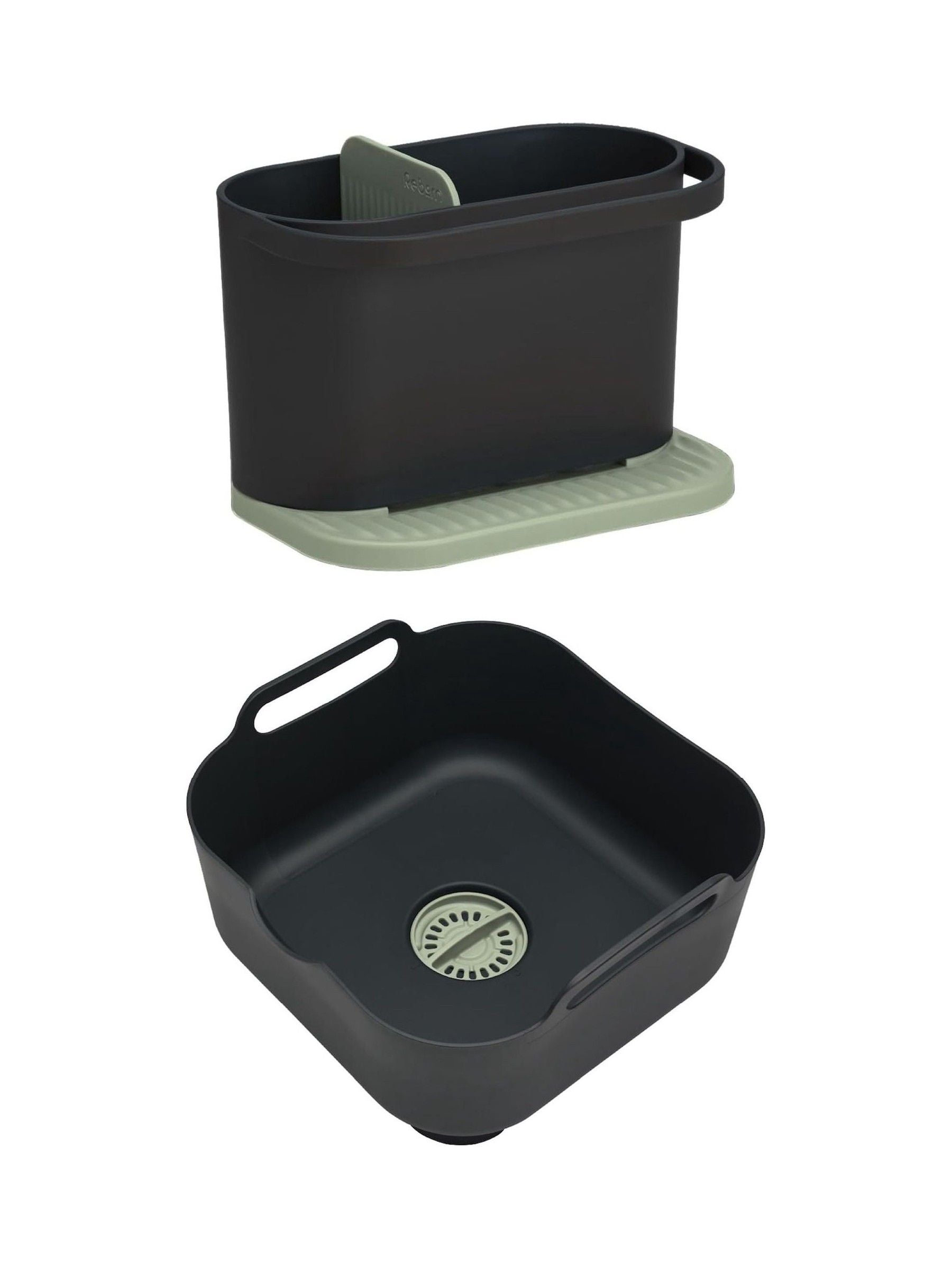 ReBorn sage green washing up bowl and sink tidy bundle, imported from the UK