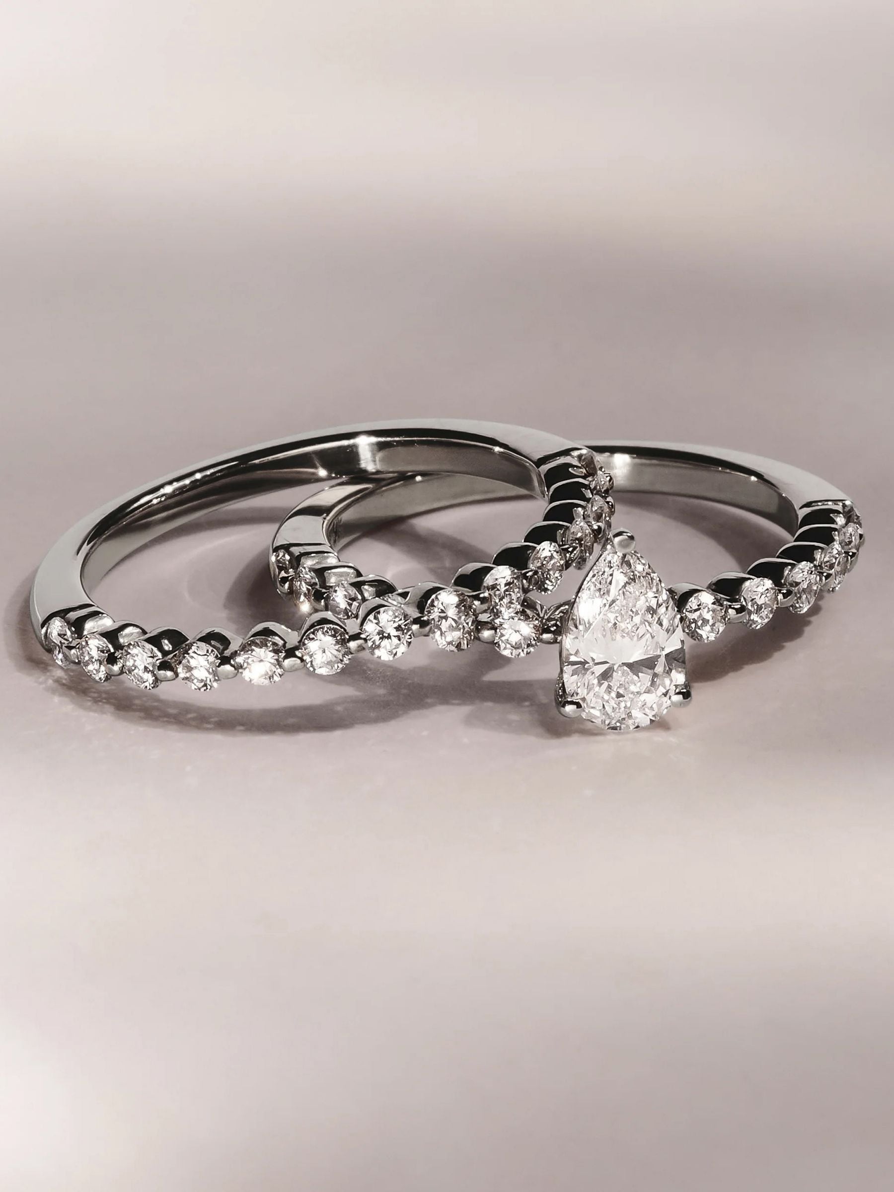 The Diamond Store Silver Solstice pear cut lab diamond engagement ring 0.80ct (British brand)