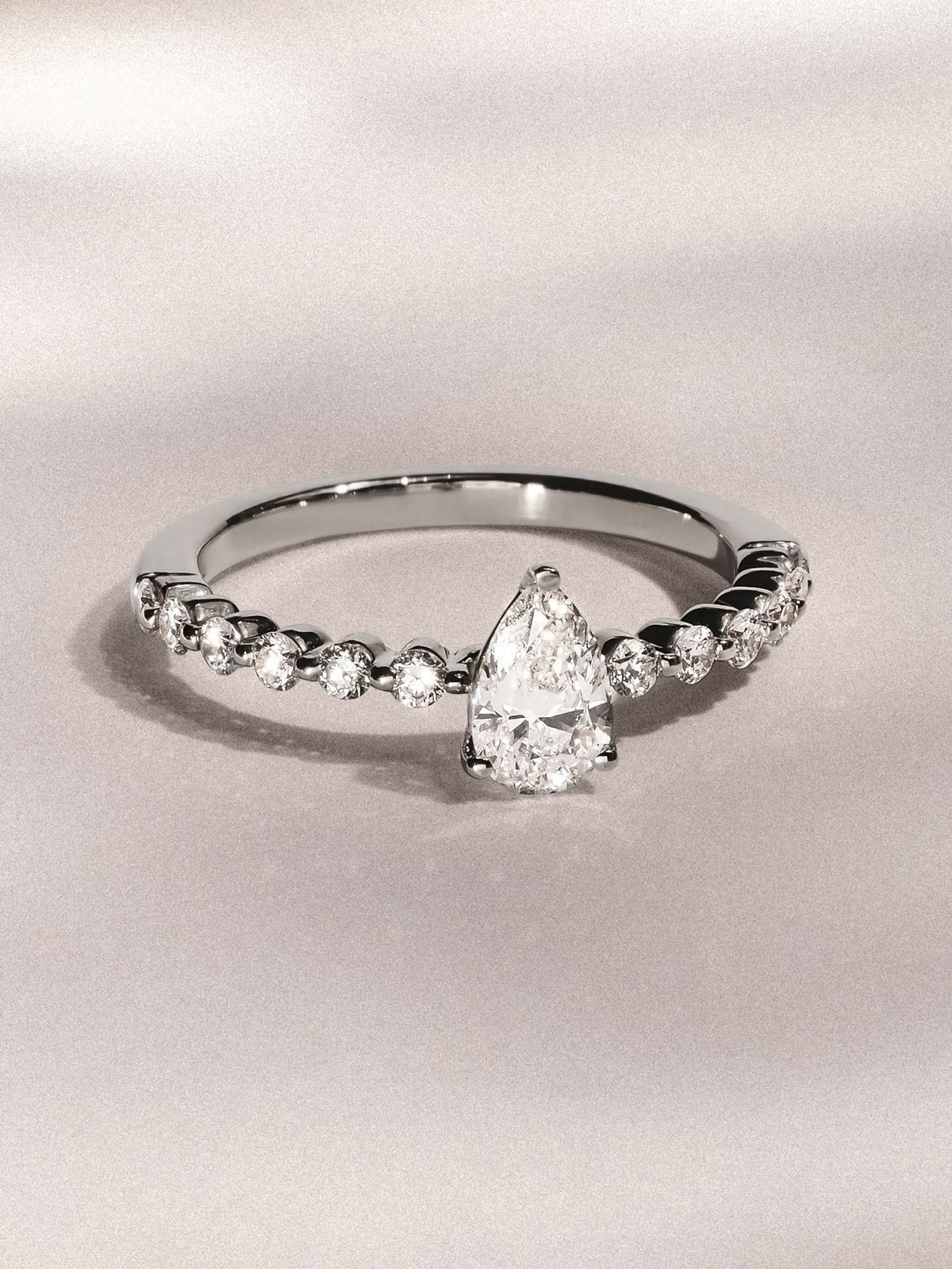 The Diamond Store Silver Solstice pear cut lab diamond engagement ring 0.80ct (British brand)