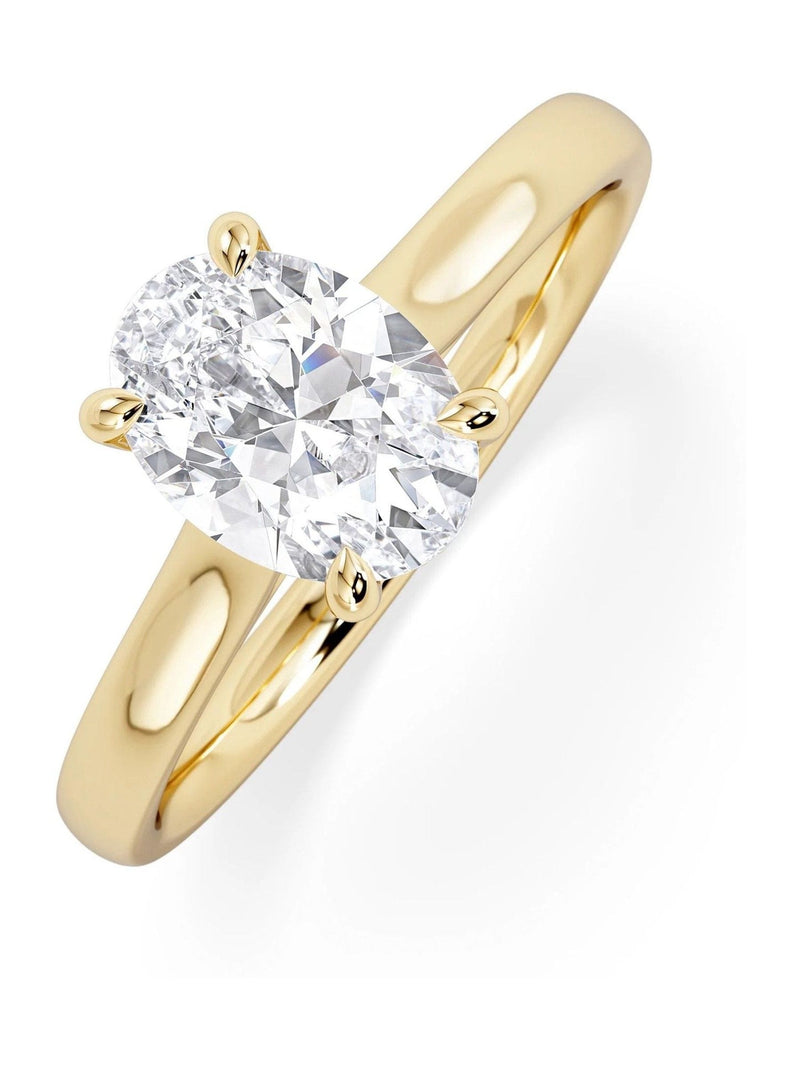 The Diamond Store Gold Amora 1.00ct Oval Cut Lab Diamond Hidden Halo Engagement Ring in 18K Yellow Gold