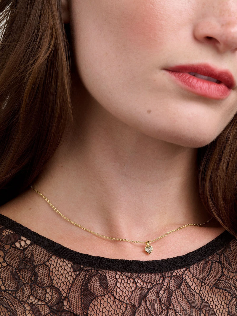 Ted Baker Gold Tone Clear Crystal Harlow Mini Heart Pendant Necklace 4.8cm (British brand)
