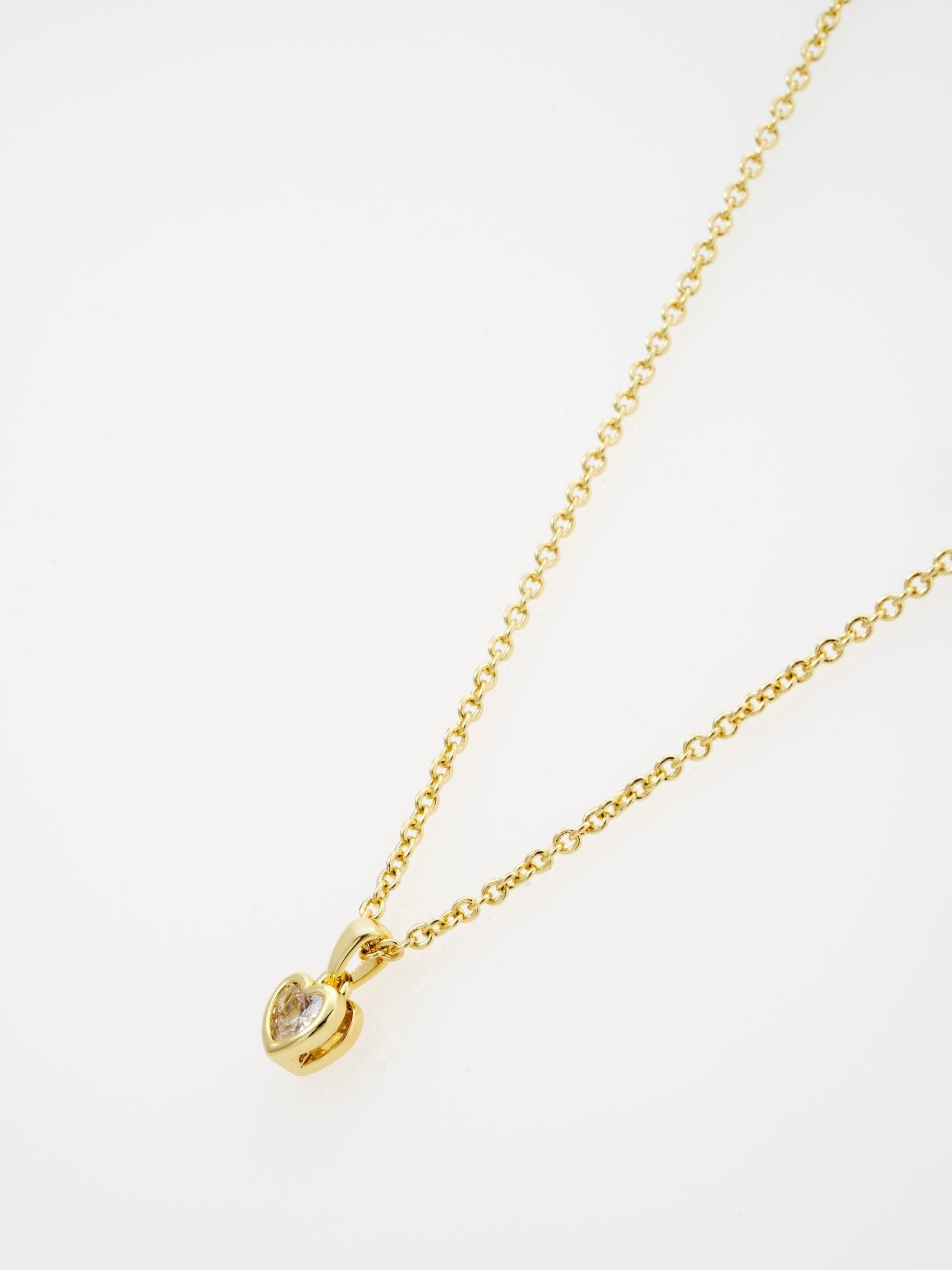Ted Baker Gold Tone Clear Crystal Harlow Mini Heart Pendant Necklace 4.8cm (British brand)
