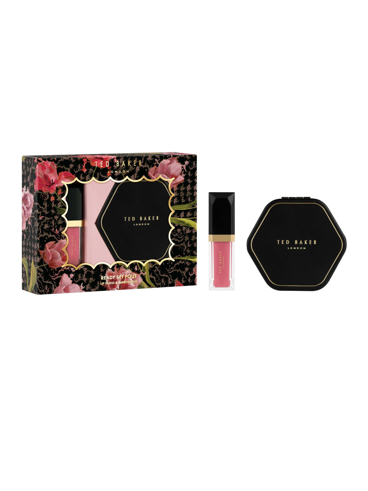 Ted Baker Ready Set Pout Christmas Gift Set lip gloss and mirror duo, imported from the UK