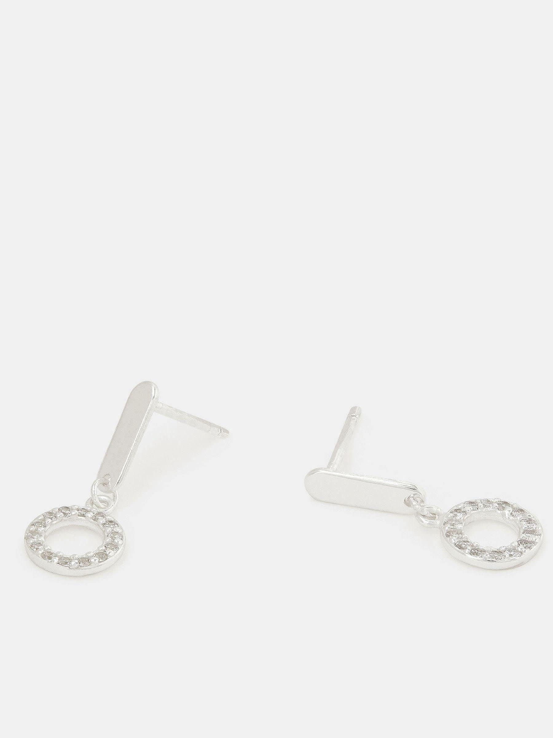 Accessorize silver tone sterling diamanté circle drop earrings - British product
