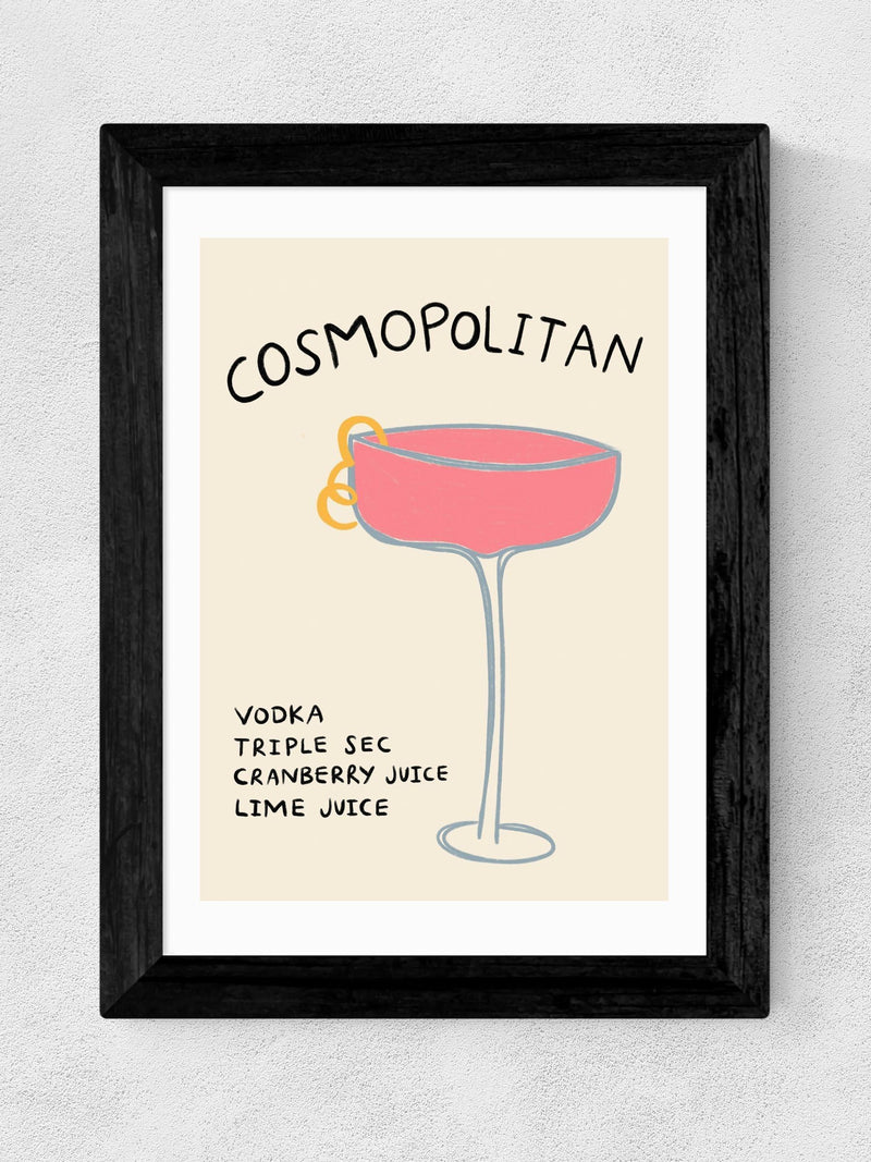 East End Prints Black Cosmopolitan Wall Art Print by Amber May Art