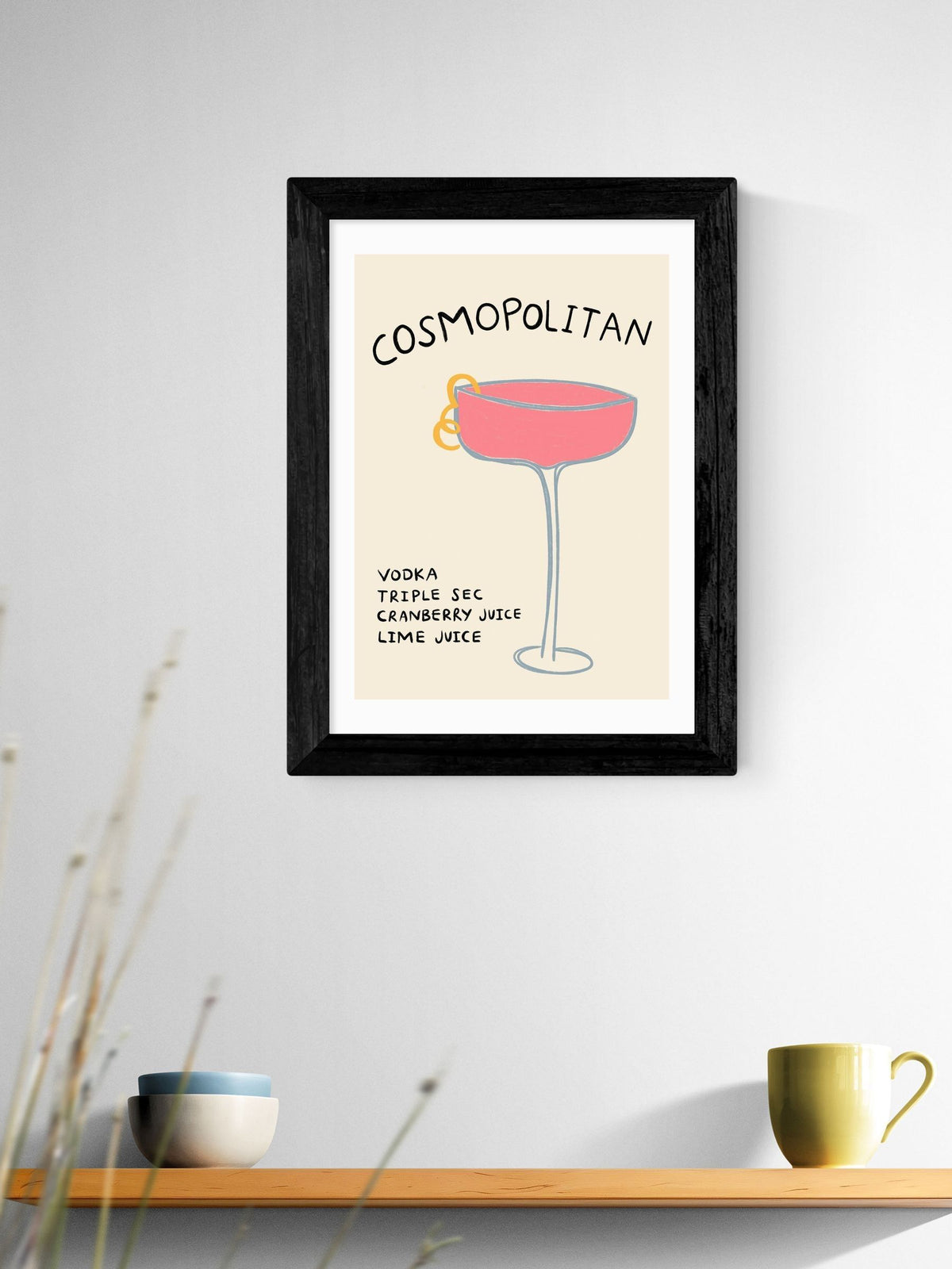 East End Prints Black Cosmopolitan Wall Art Print by Amber May Art
