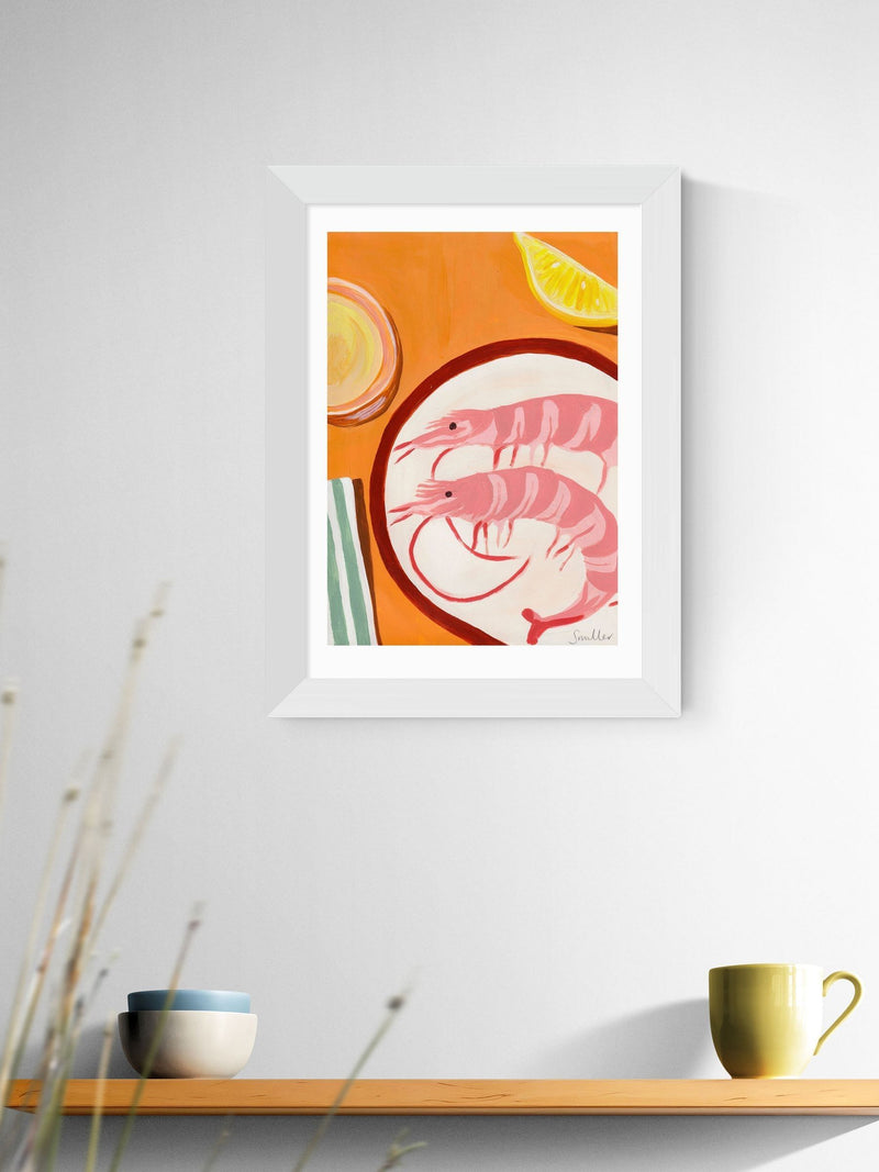 East End Prints prawns and Vinho Verde wall art print - British product