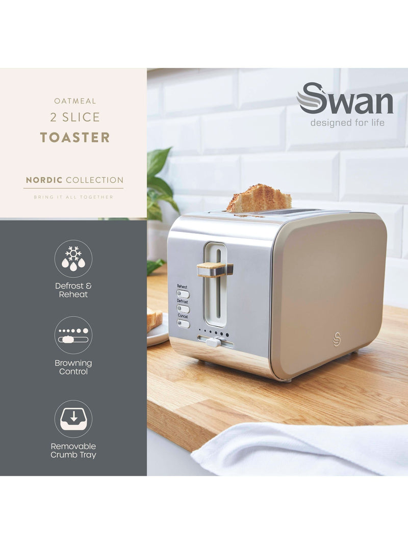 Swan Nordic 2 Slice Toaster Oatmeal (British brand)