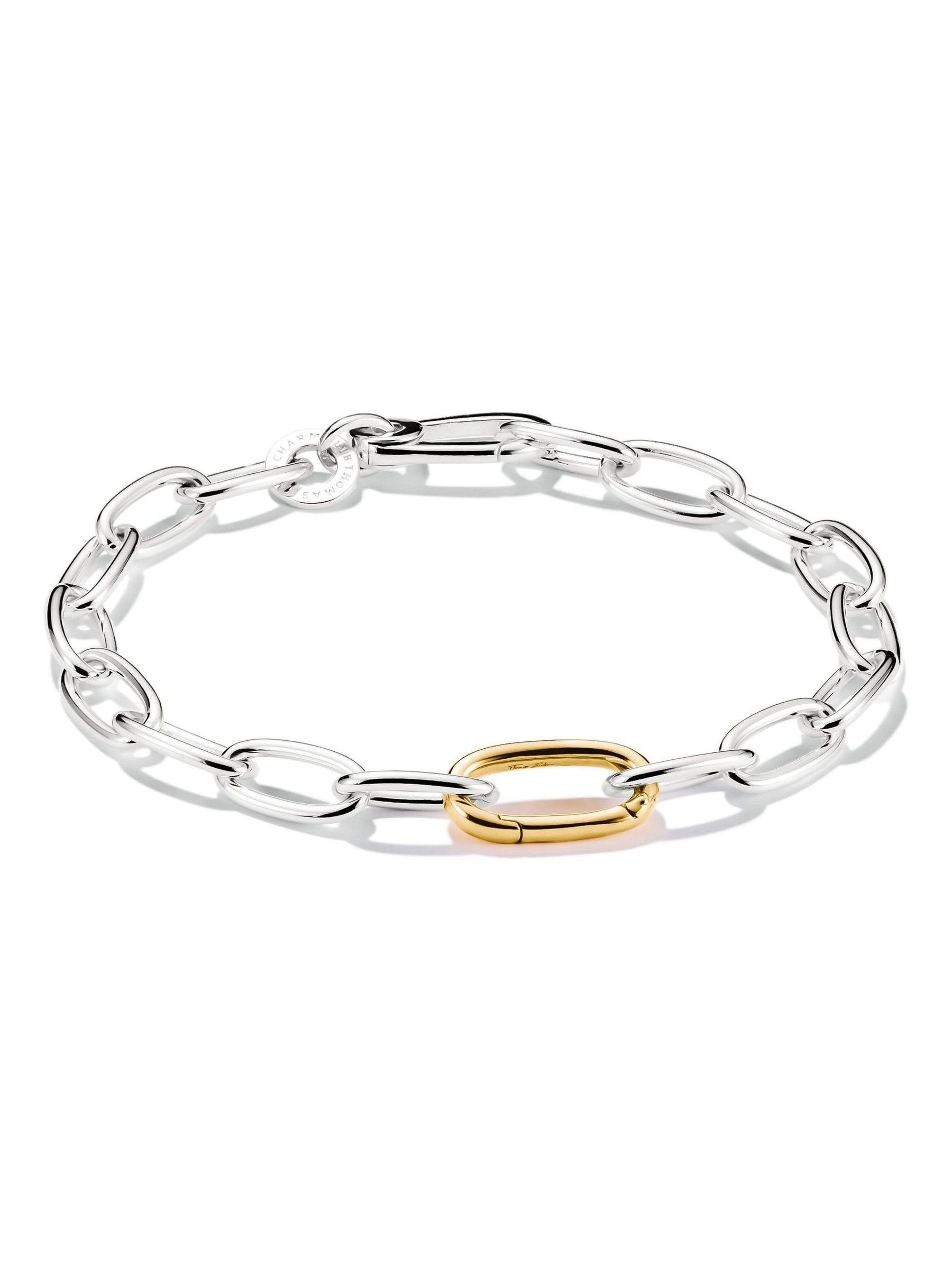 Thomas Sabo bicolour charm bracelet 17cm silver (British brand)