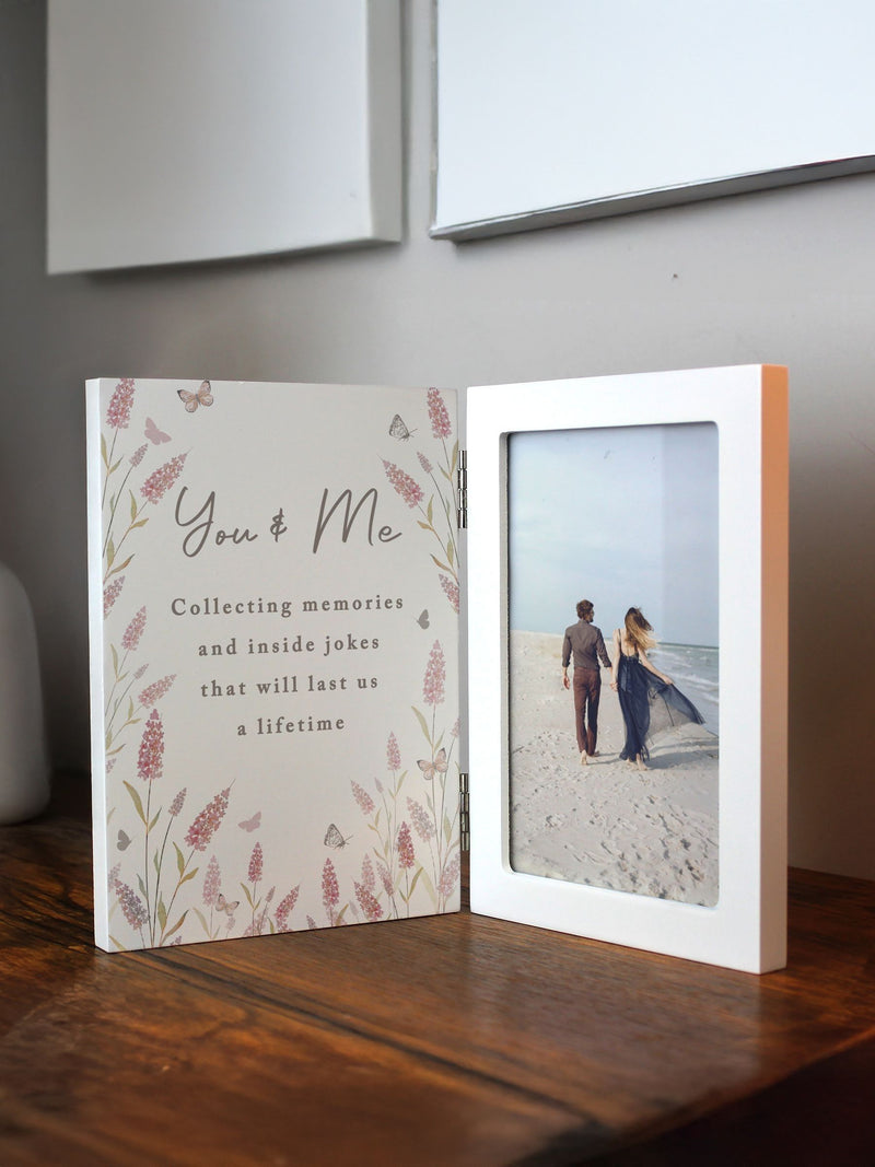 Personalised Floral Wooden Hinged 6x4 Photo Frame by PMC