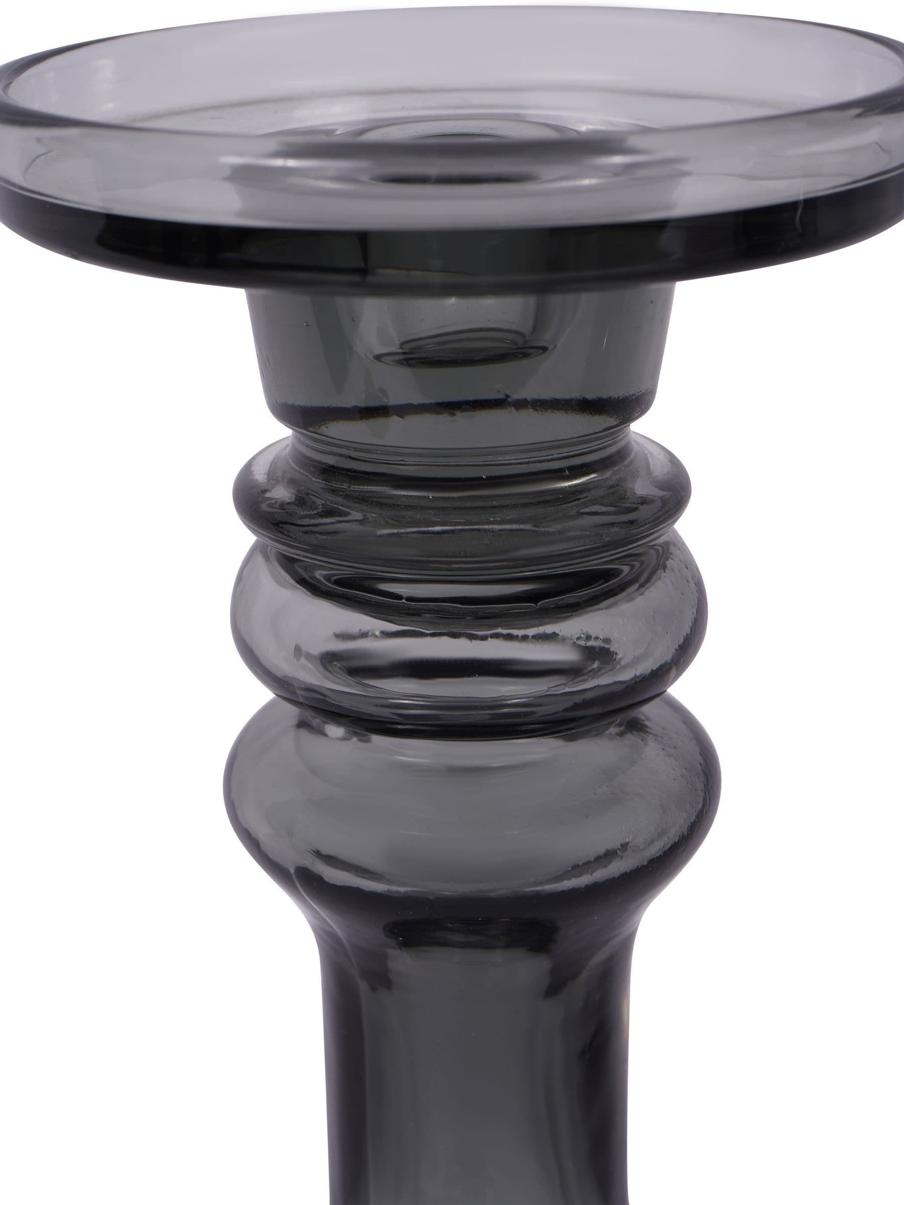 Libra Interiors grey vitrum glass candle holder 30cm, UK version