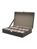 Harvey Makin black lizard vinyl watch box for 12 watches (British brand)