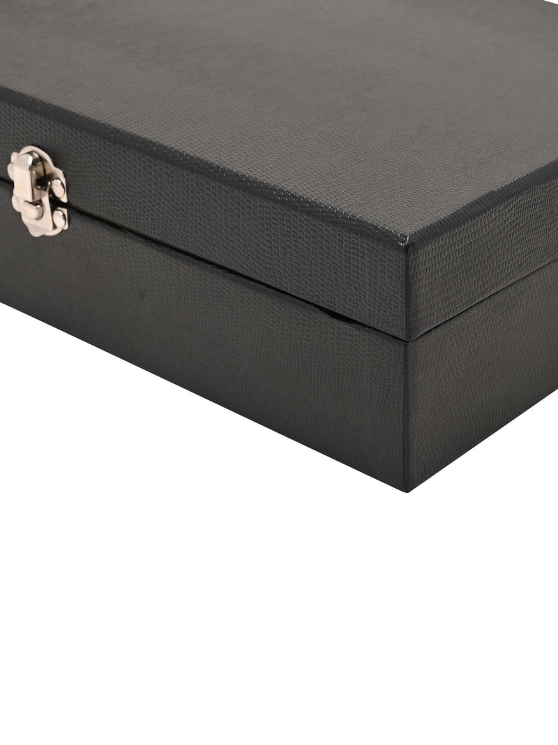 Harvey Makin black lizard vinyl watch box for 12 watches (British brand)