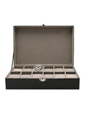 Harvey Makin black lizard vinyl watch box for 12 watches (British brand)