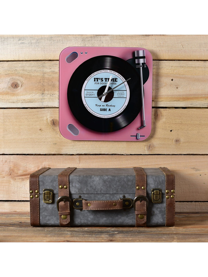 Widdop Pink Harvey Makin Glass Wall Record Clock