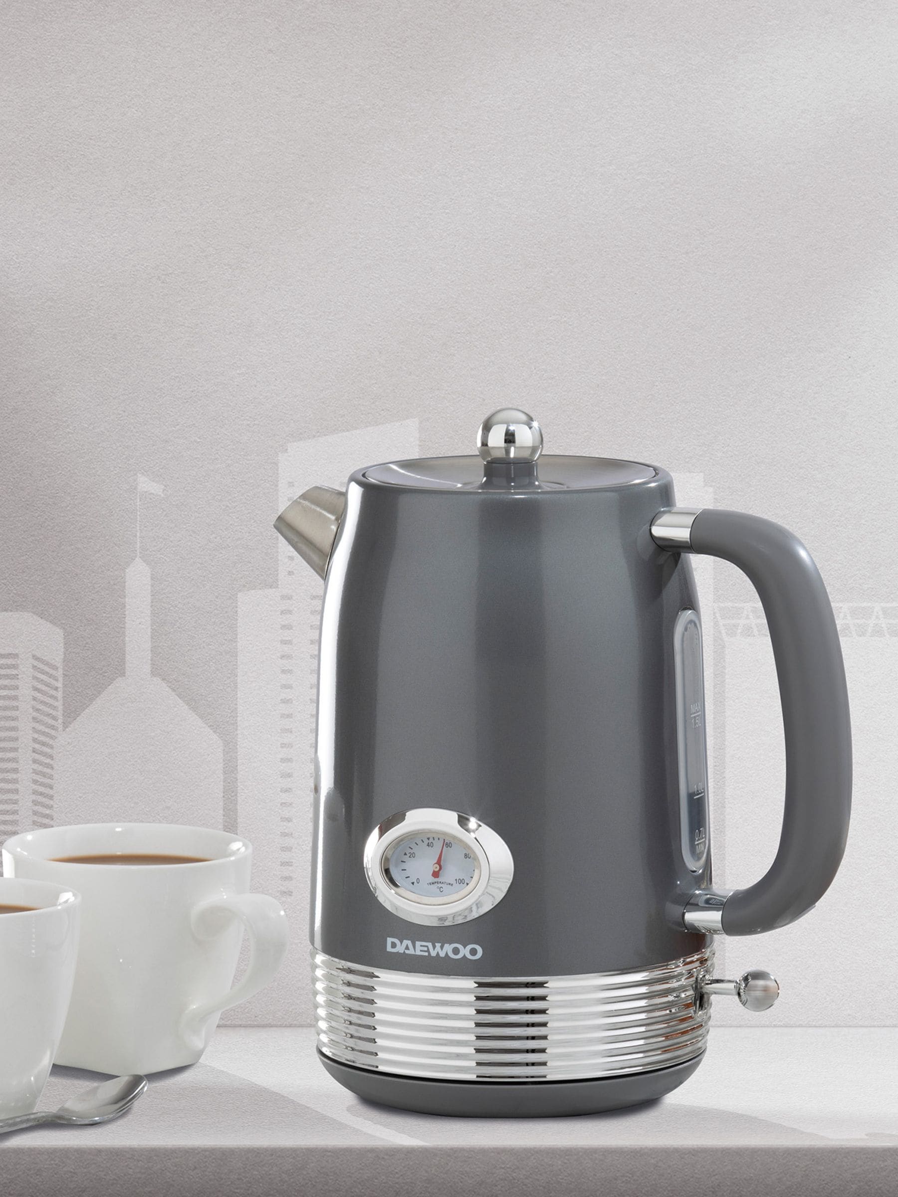 Daewoo Grey Denver 1.5L kettle - British product