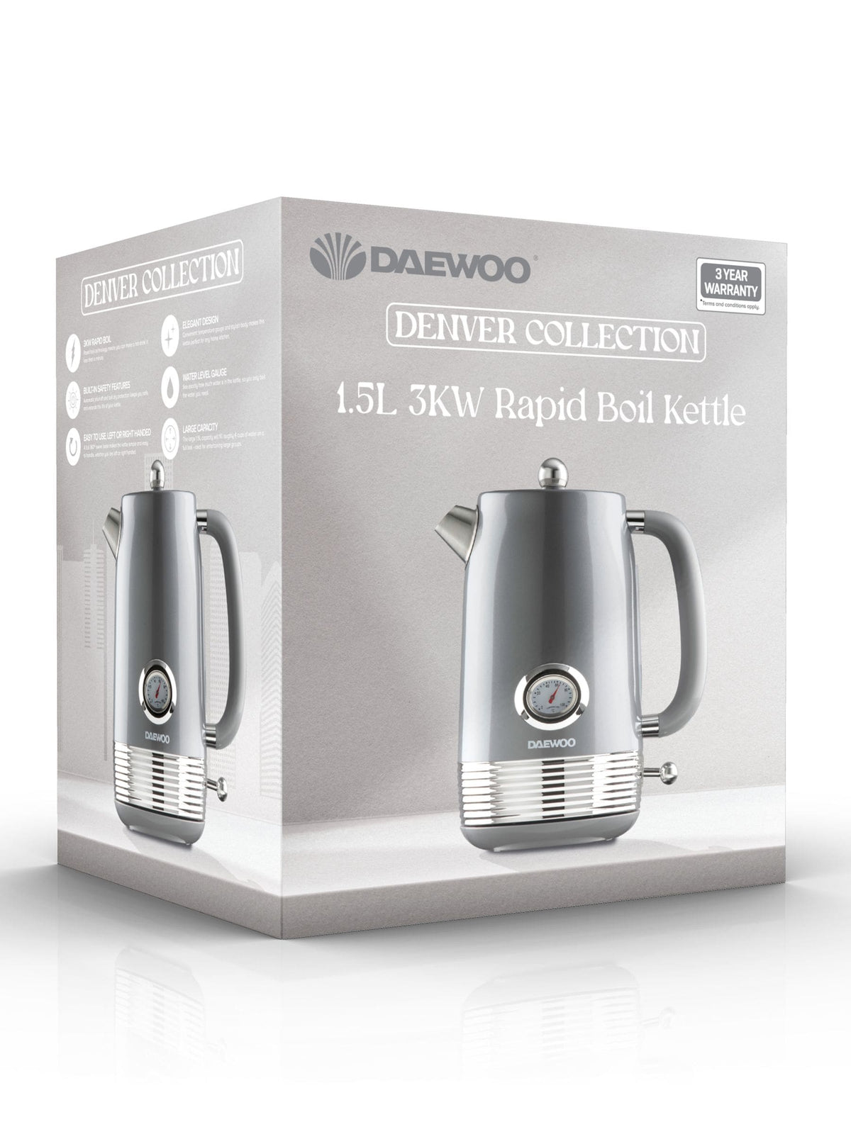 Daewoo Grey Denver 1.5L kettle - British product
