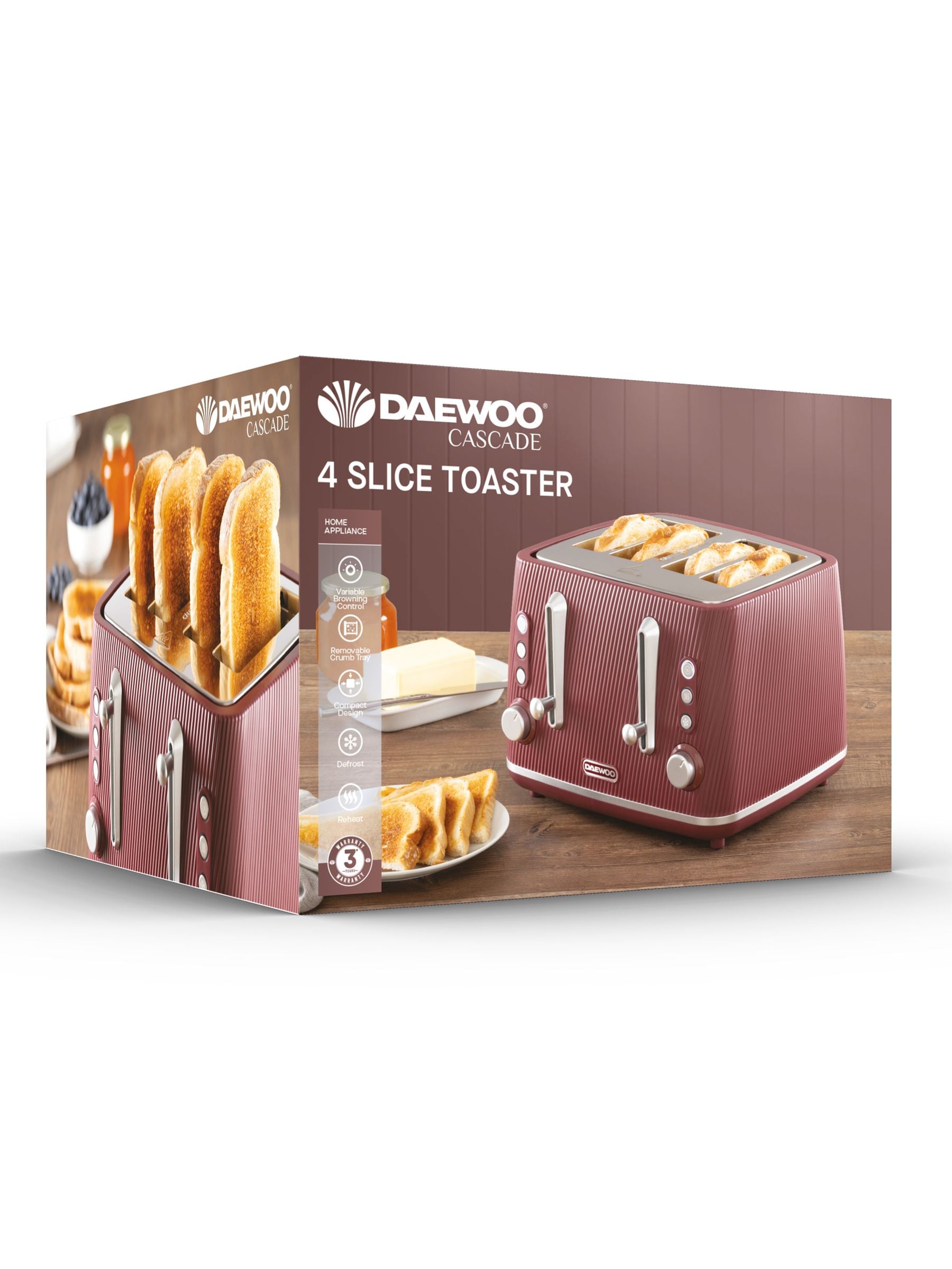 Daewoo Ruby Cascade 4 slice toaster - British product