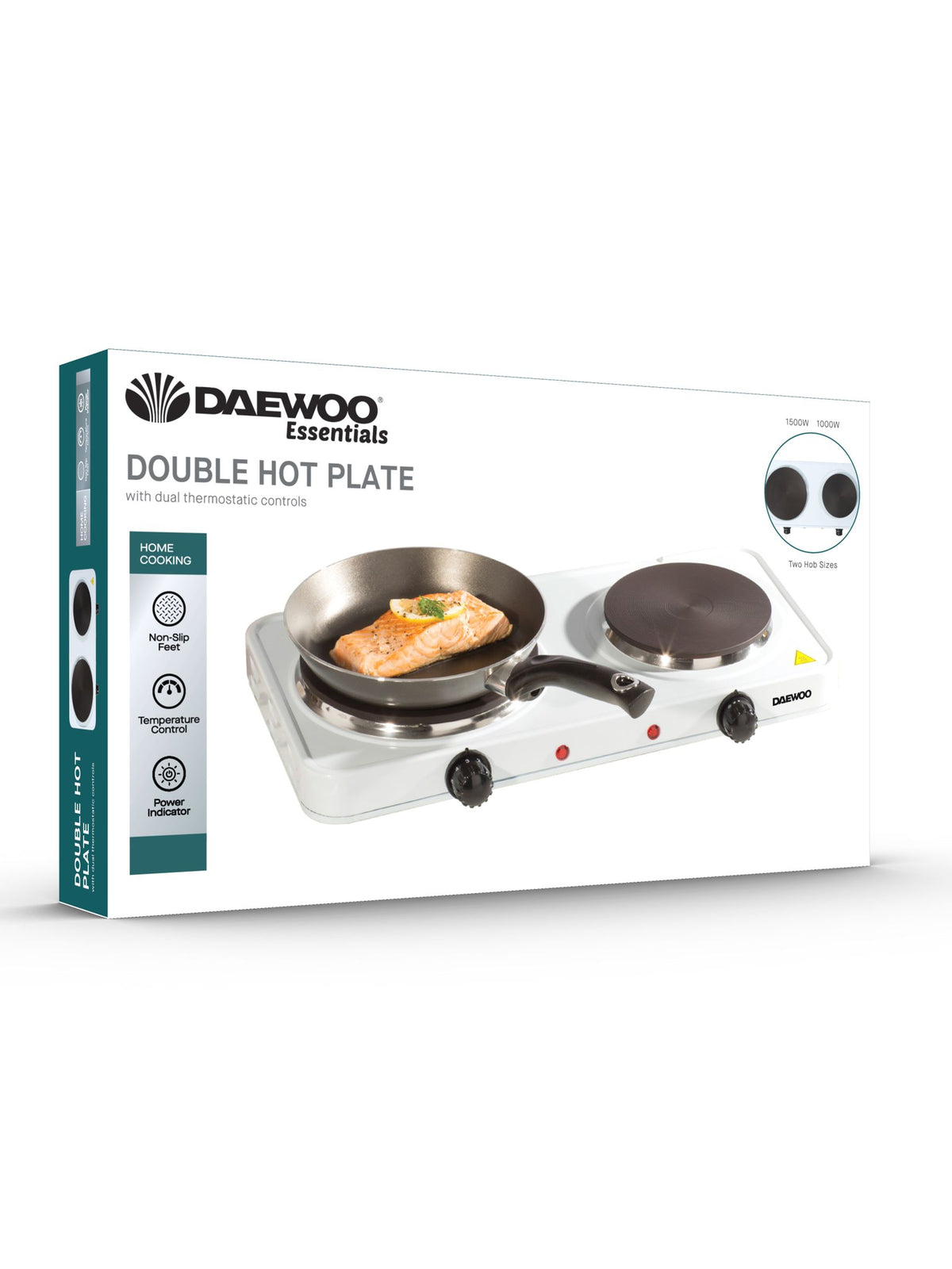 Daewoo white double hot plate 2500W - British product