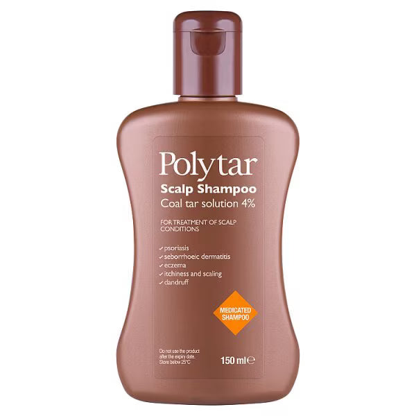 Polytar Medicated Scalp Shampoo Antiseptic 150ml, imported from the UK