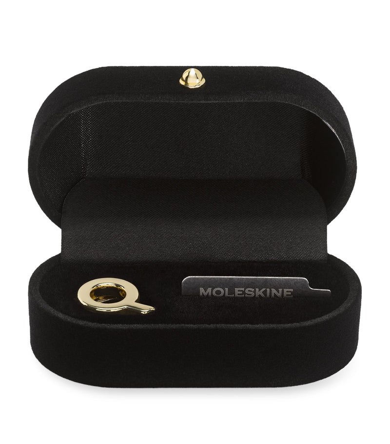 Moleskine gold-plated Q notebook charm, imported from the UK
