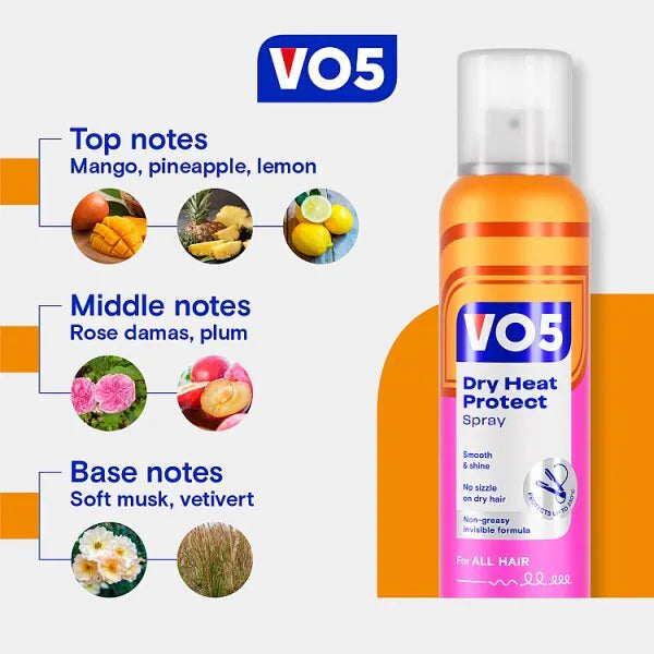 Vo5 Dry Heat Protect Spray 200ml (British brand)