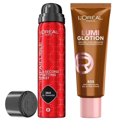 L'Oreal Paris Lumi Glotion Setting Spray Duo 905 Dark Glow Makeup Set
