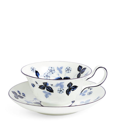 Tasse et soucoupe Wedgwood Wild Strawberry bleu encre