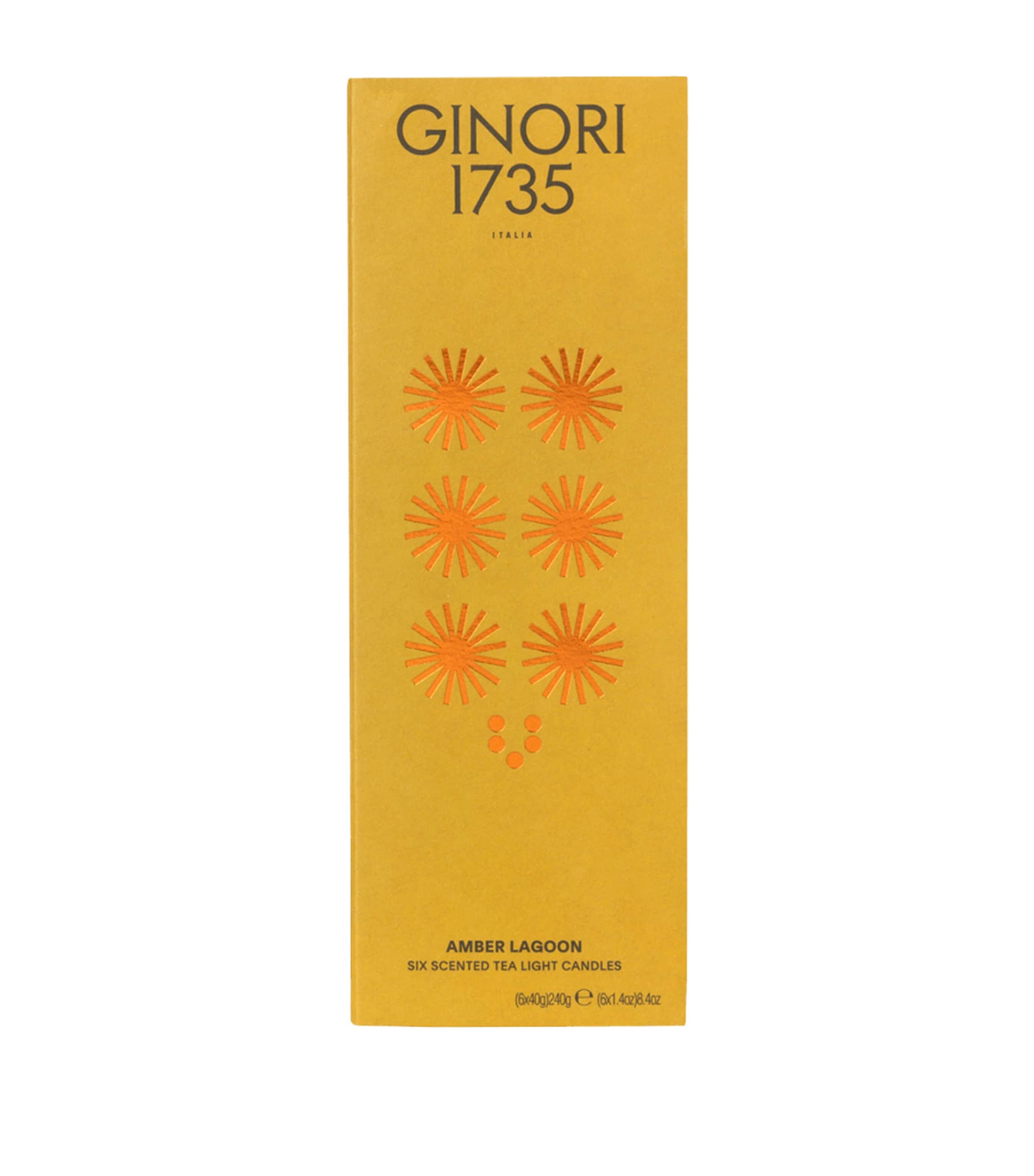 GINORI 1735 Amber Lagoon tealight scented candles pack of 6, UK version
